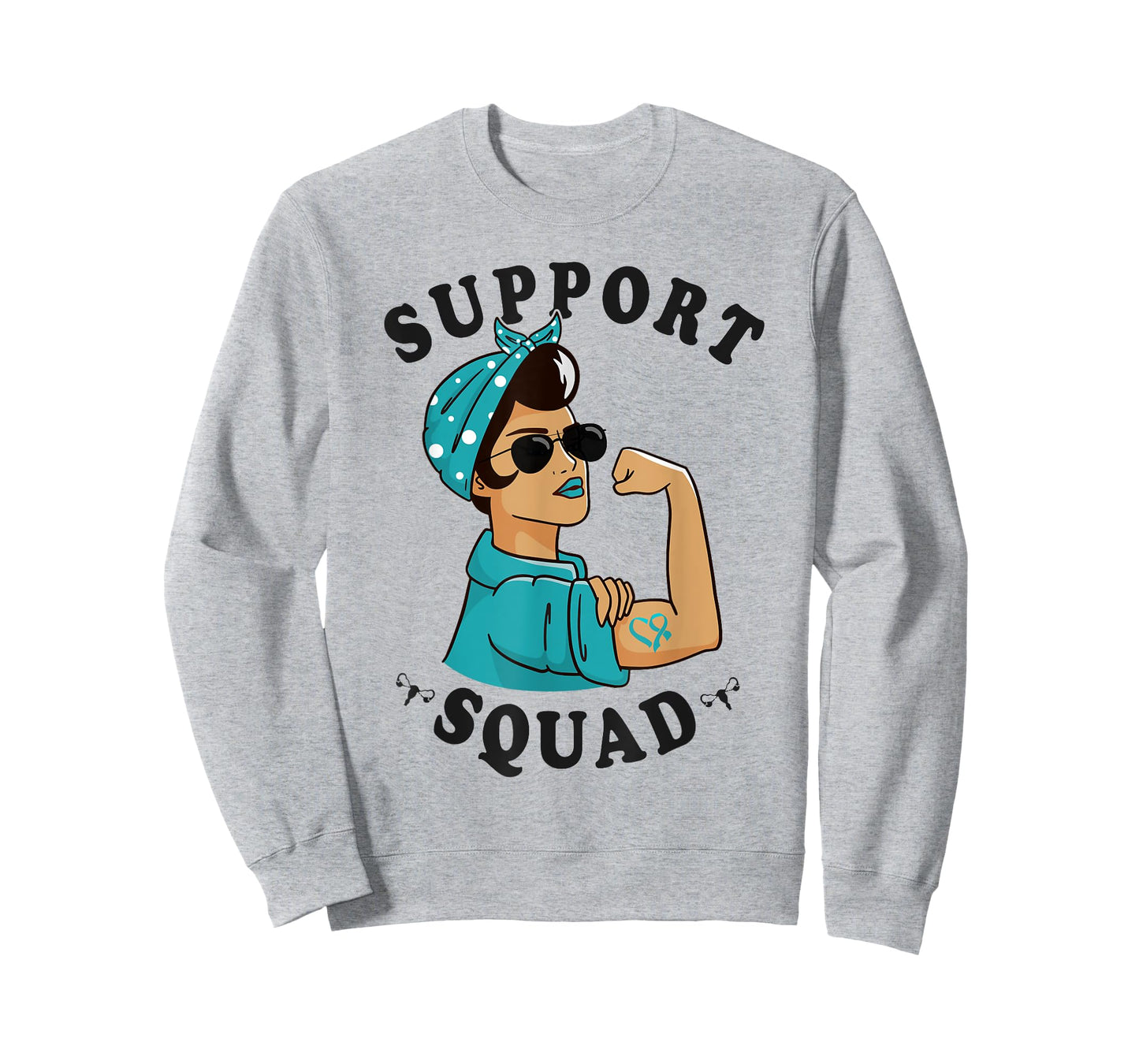 "Support Squad" Teal Ribbon Bandana Women Ovarian Cancer T-Shirt