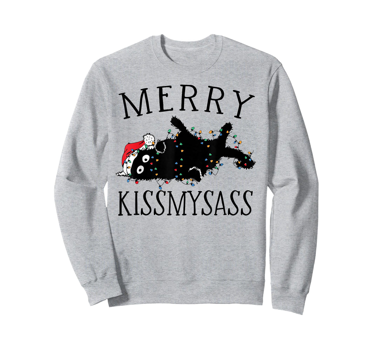Merry KissMyAss Angry Cat Christmas Funny Sarcastic Humor T-Shirt