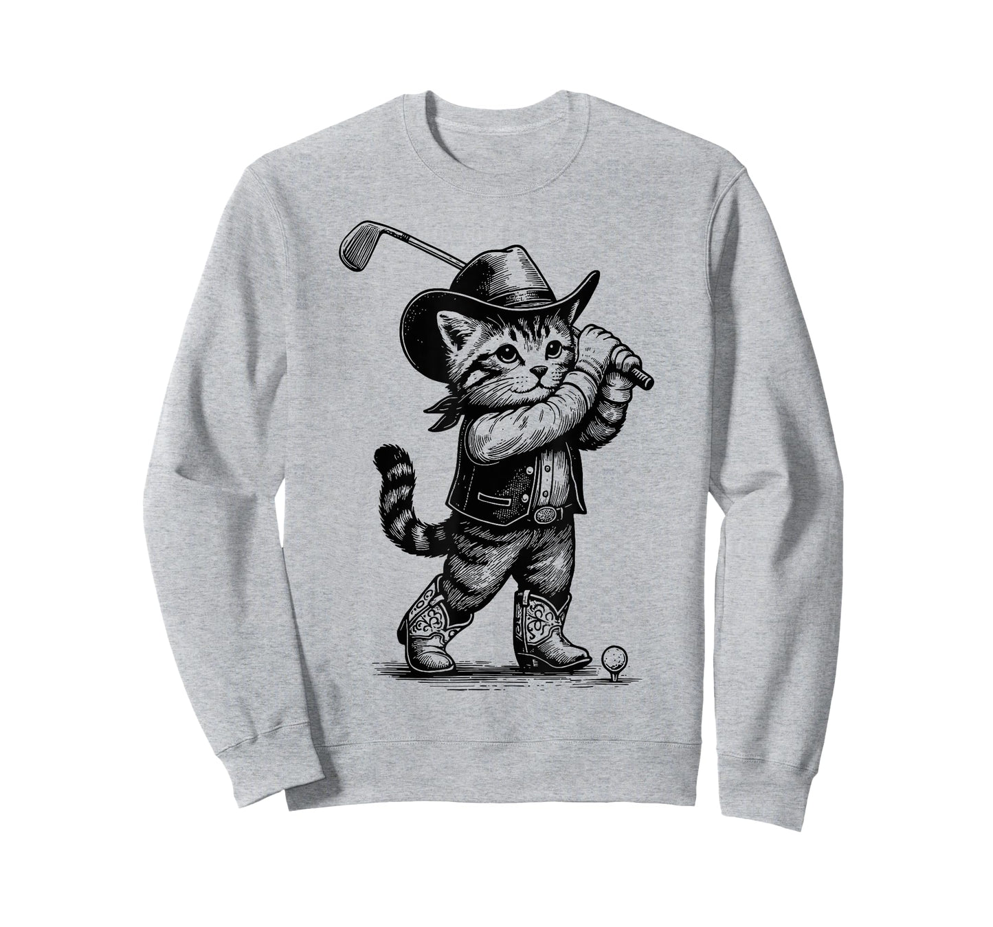Vintage Cowboy Golf Cat Retro Animal Lover Sport Tee Style T-Shirt