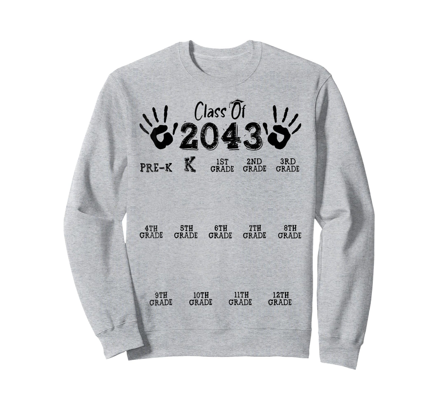 Class of 2043 Grow With Me Shirts Handprint Pre-K 12th Grade T-Shirt