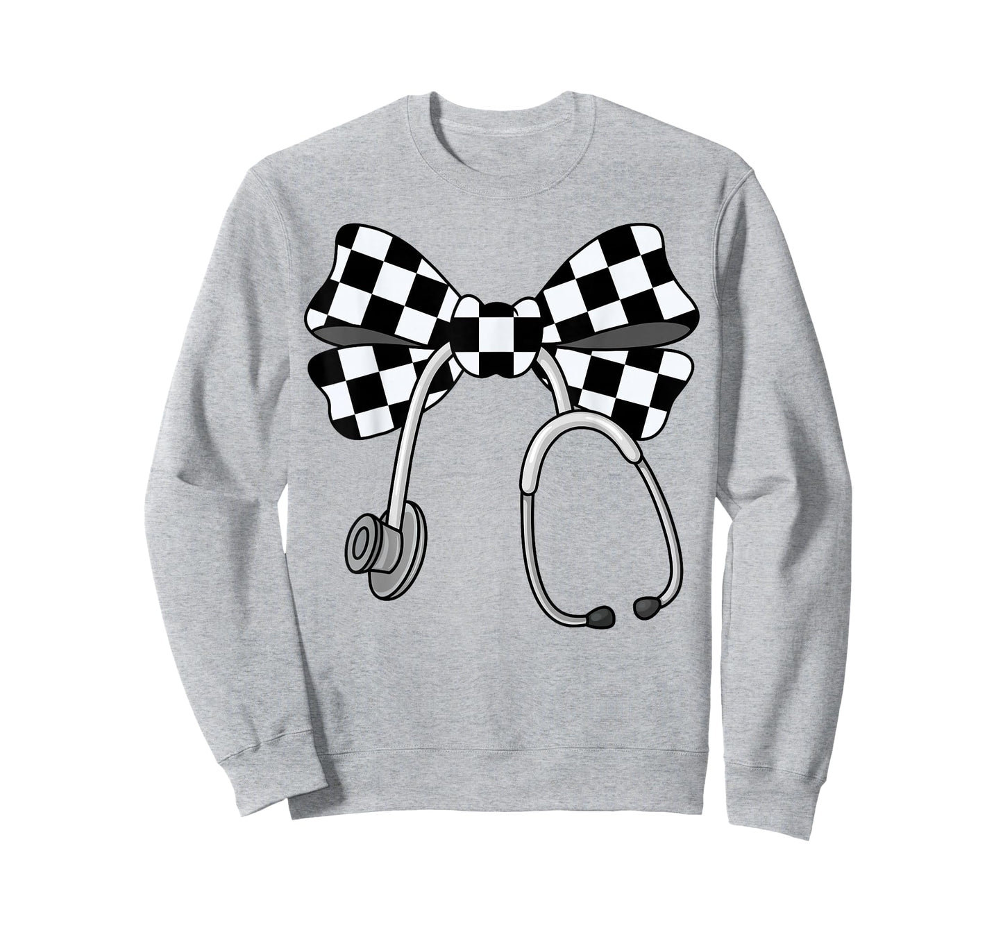 Checkered Coquette Nurse Stethoscope Bow Checkered Nurse T-Shirt