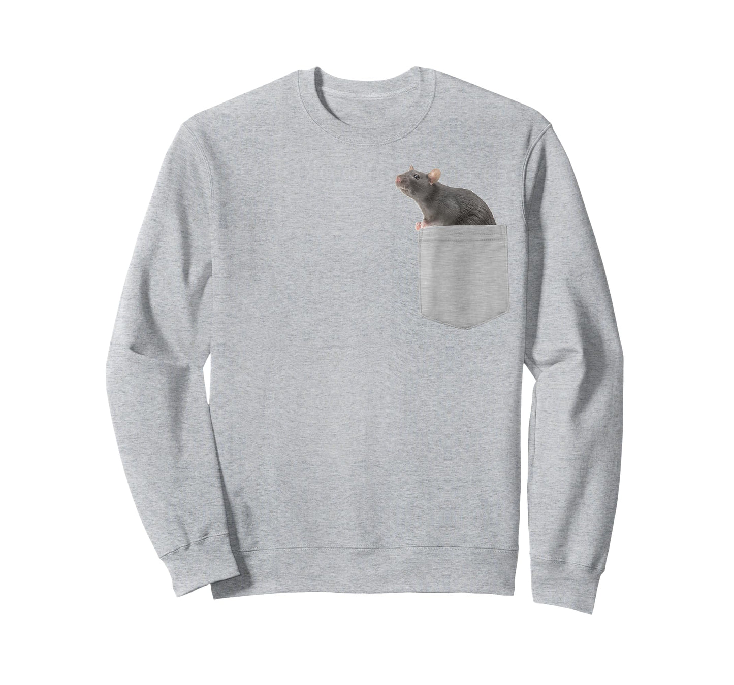 Animal in Your Pocket Rat T-Shirt - Grey - Small - Boys - Unisex - Short Sleeve - Cotton & Polyester Blend - Classic Fit - Cartoon Rat Design - All Occasions - Adult Size