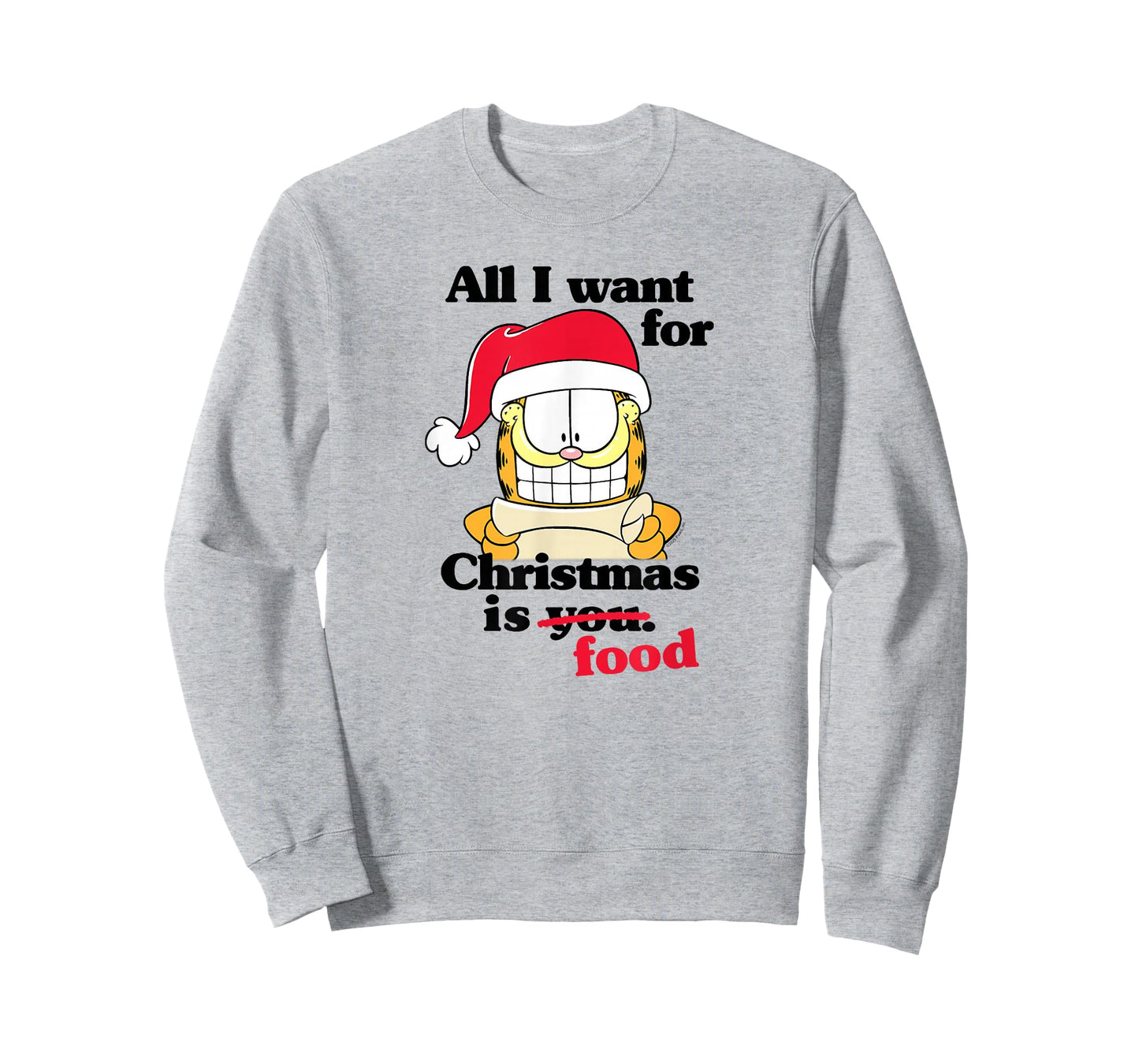 Garfield All I Want for Christmas is Food Funny Holiday Cat T-Shirt