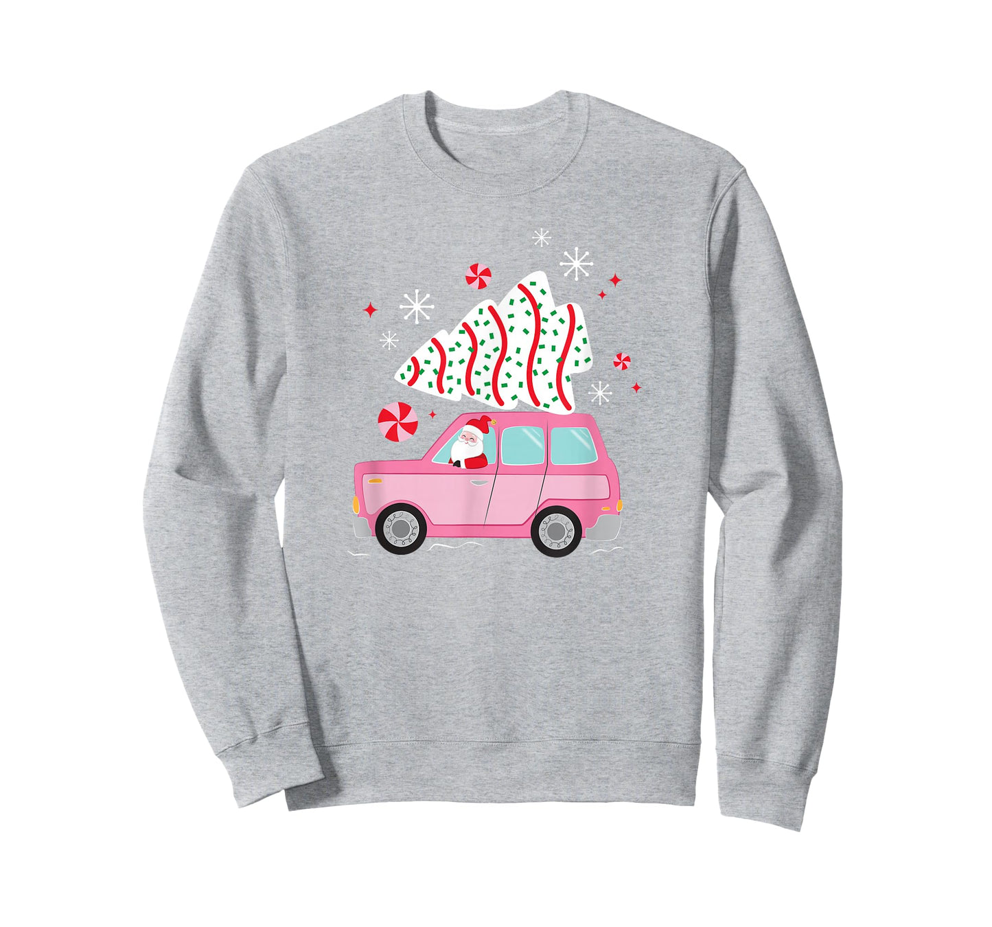 Christmas Tree Cake Santa Claus Retro Car Tis The Season T-Shirt