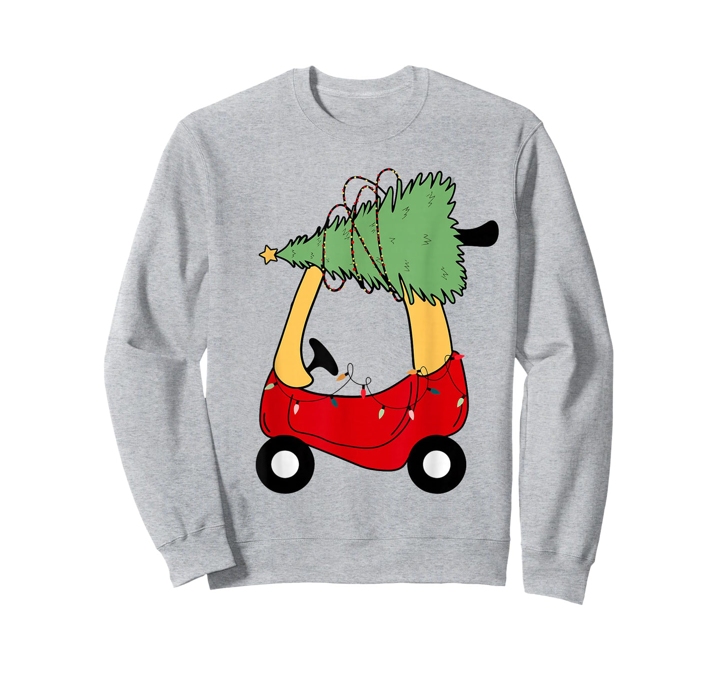 Retro Christmas Tree on Red Car Boys Girls Kids Xmas Holiday T-Shirt