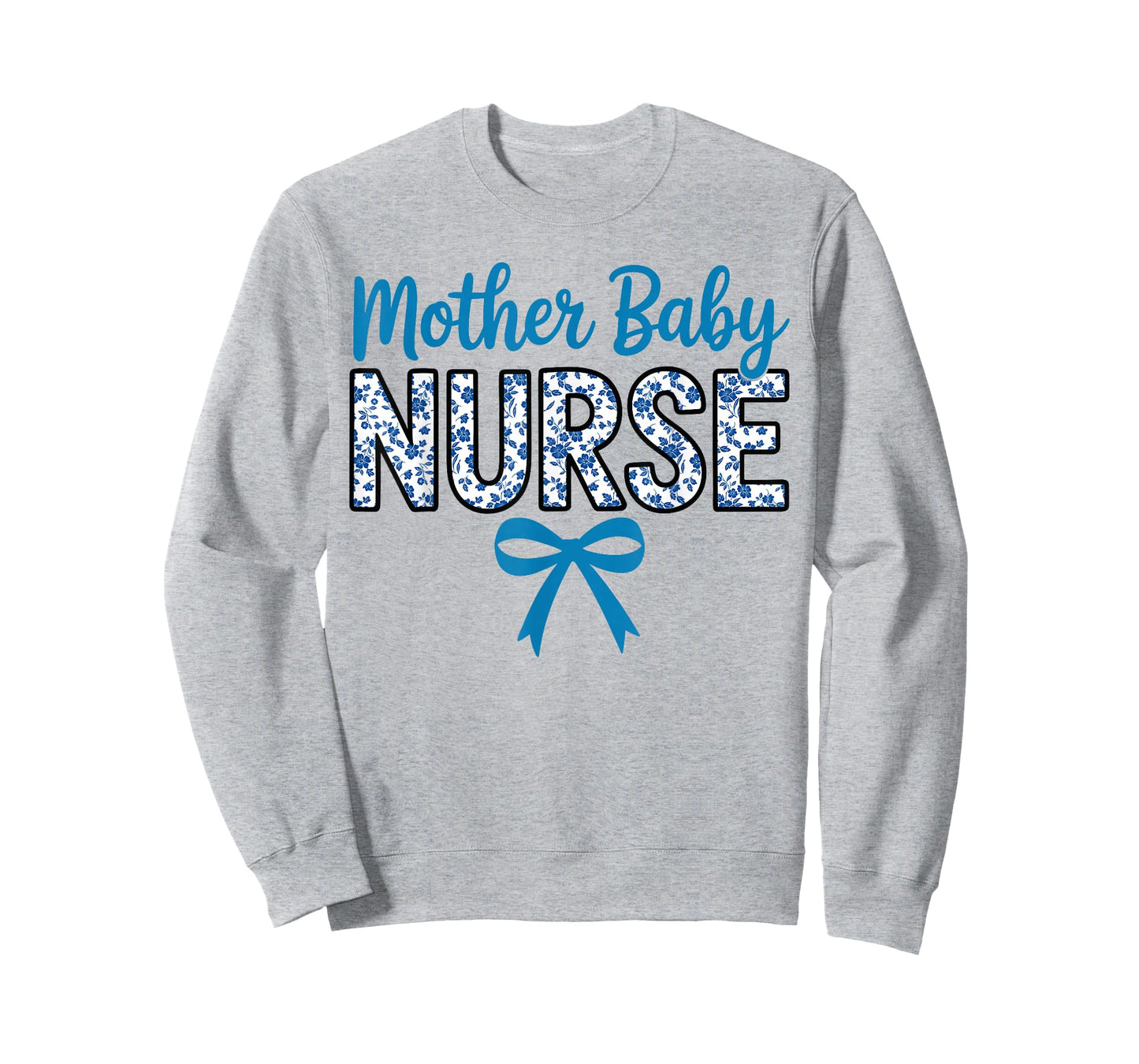 Cute Nurse Coquette Blue Bow Postpartum Nurse Mother Baby T-Shirt