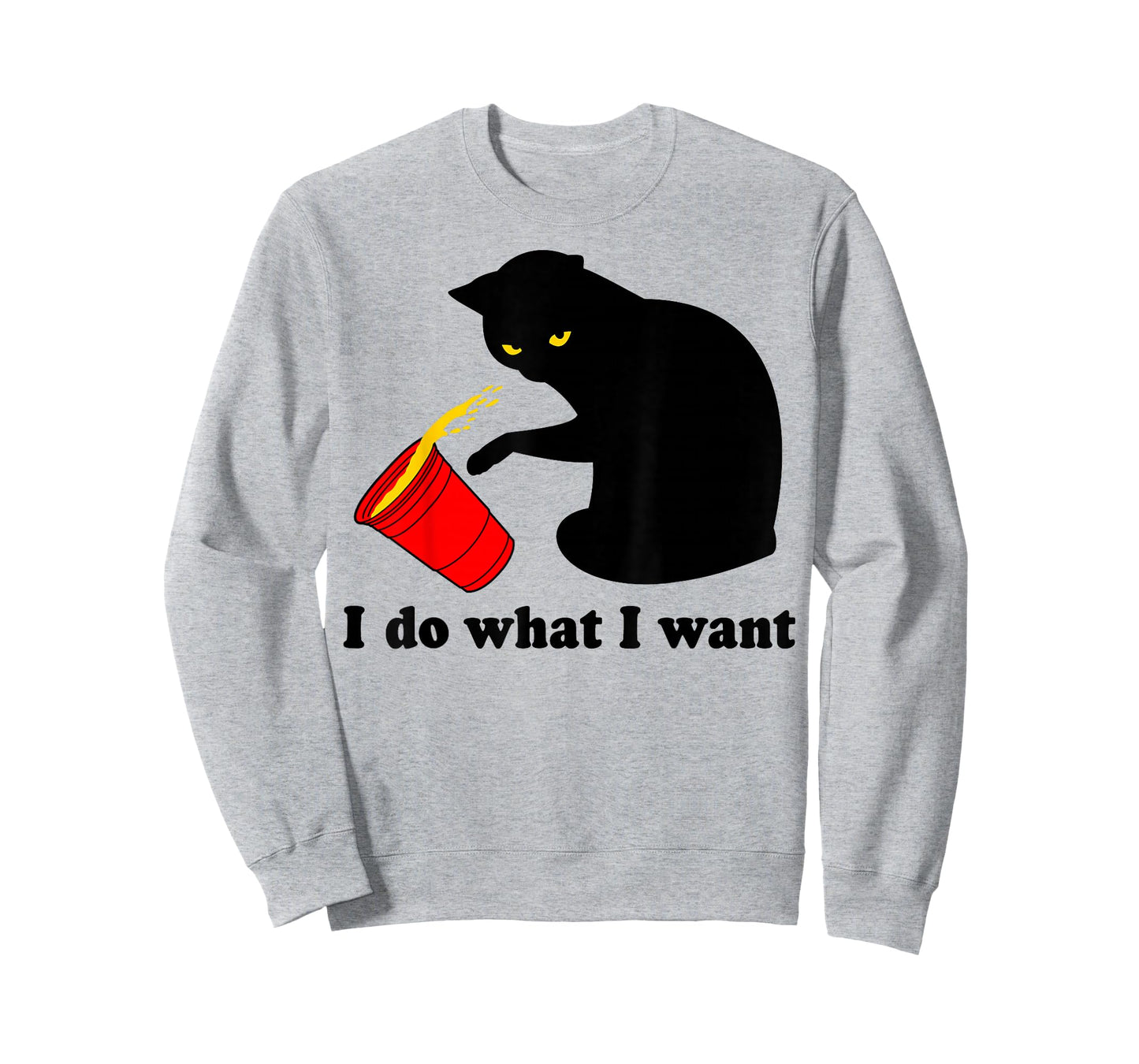 Mens Do What I Want Black Cat Red Cup Funny Graphic T-Shirt XL Dark Heather