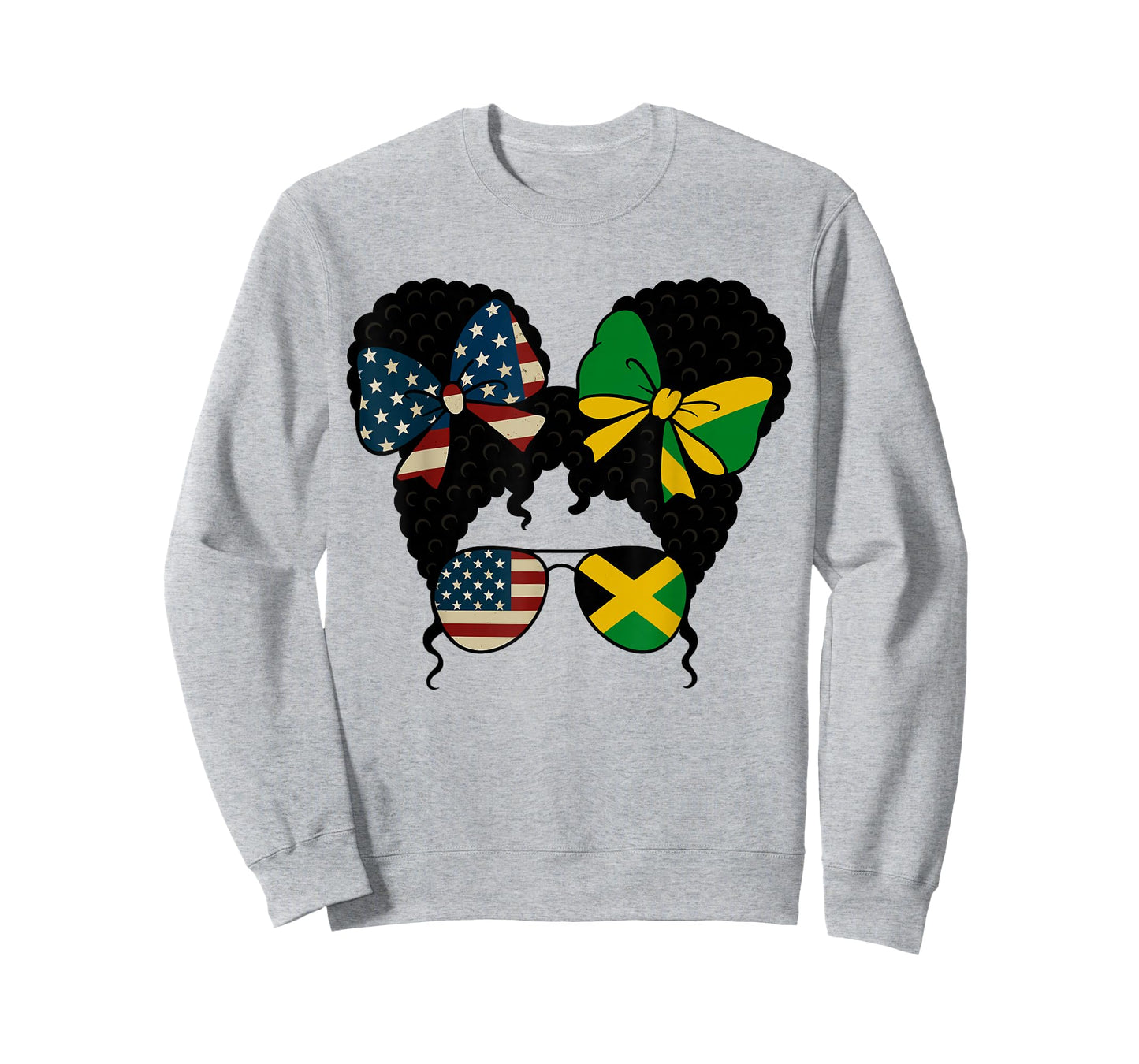Half American Jamaican Girl Afro Hair USA Jamaica Flag T-Shirt
