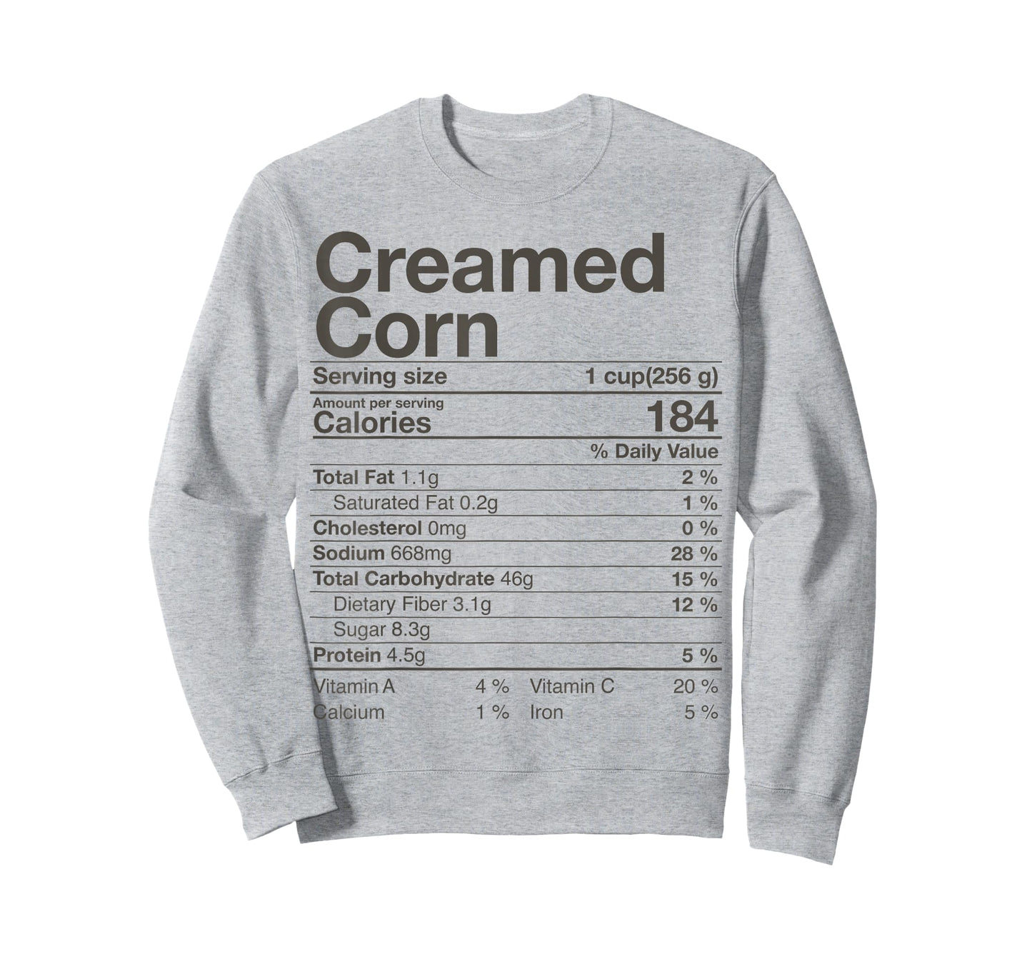 Creamed Corn Nutrition Facts Thanksgiving Gift Christmas T-Shirt