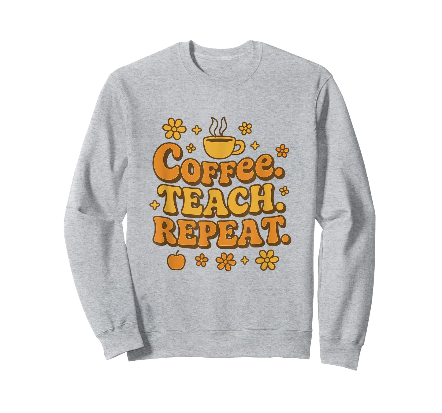 Groovy Coffee Teach Repeat Retro Teacher T-Shirt