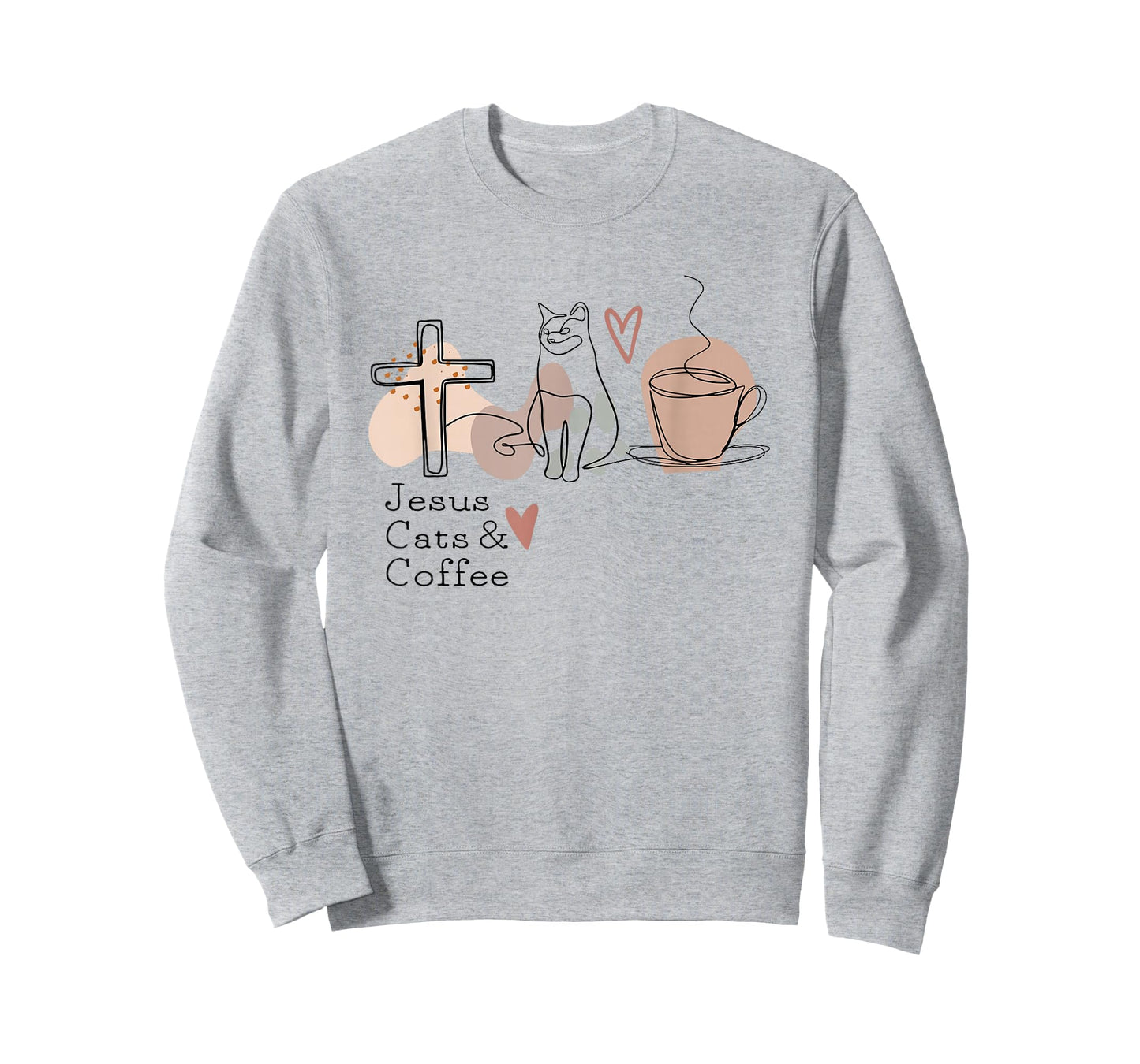 Jesus Cats and Coffee Minimalist Graphic Design T-Shirt