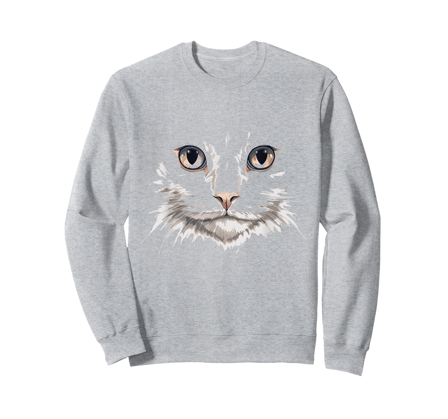 Realistic White Cat Face Cat Lover Graphic T-Shirt
