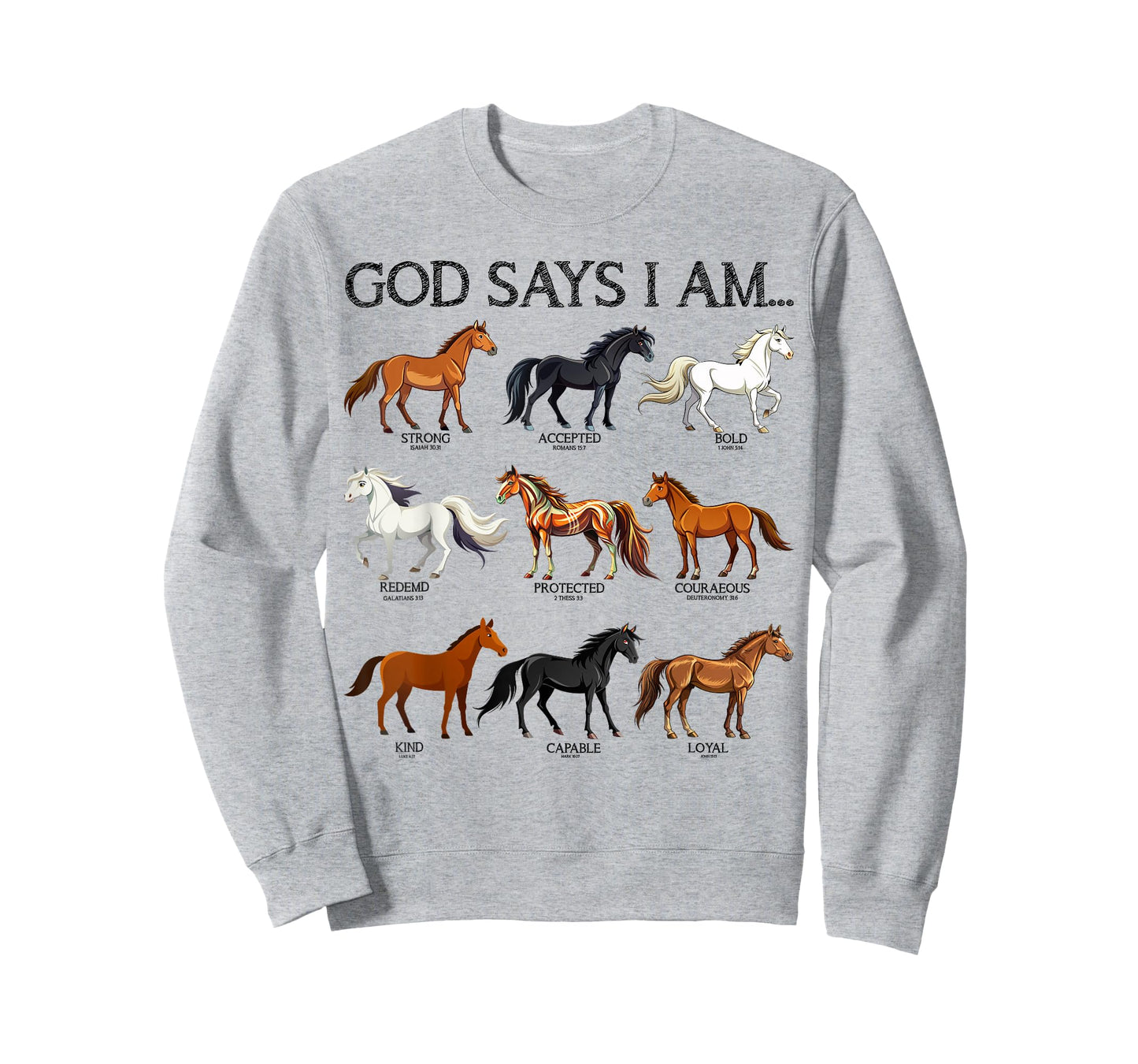 Horses God Says I Am Cute Christian Girl Teen Bible Verse T-Shirt