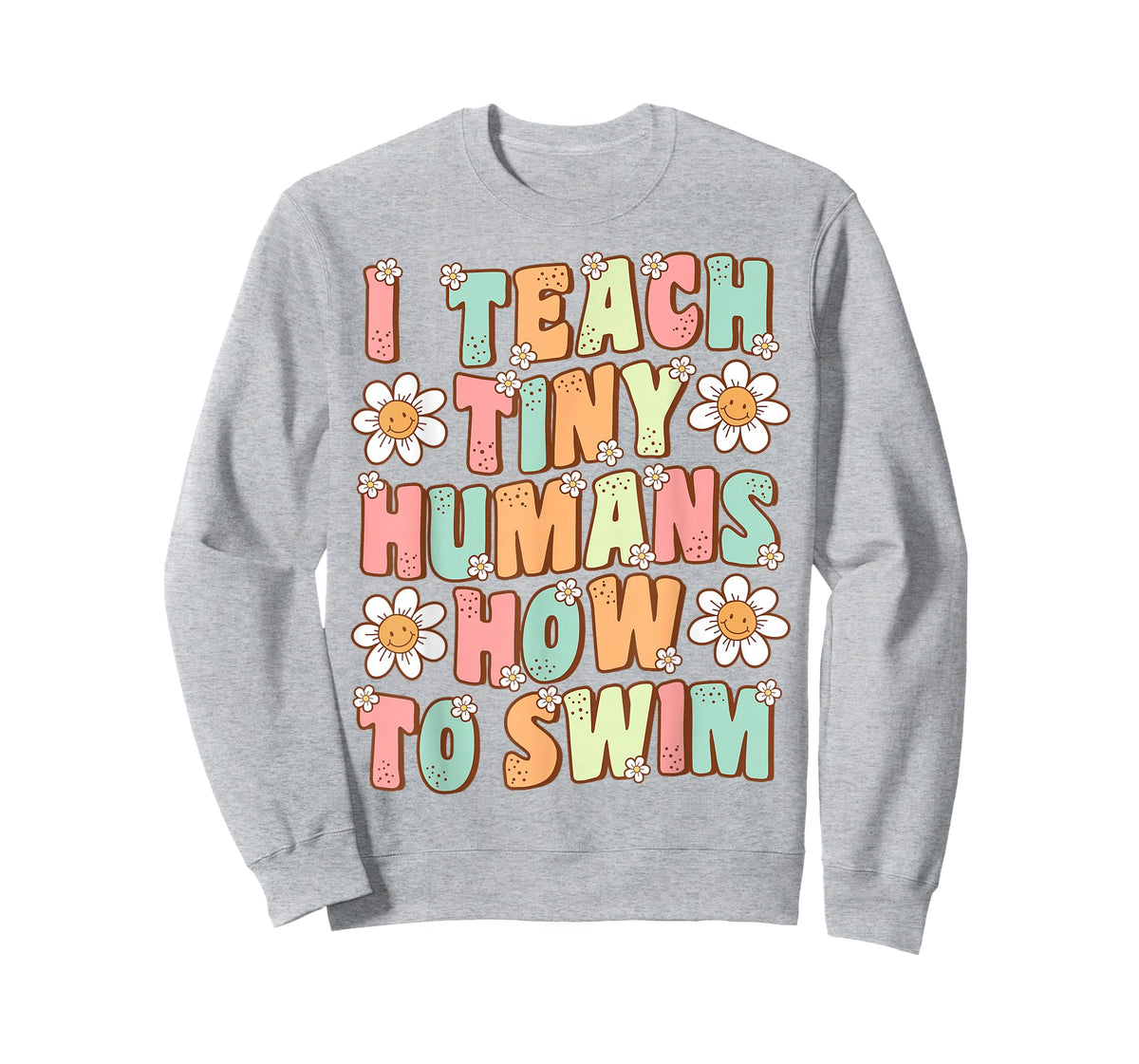 I Teach Tiny Humans to Swim Instructor Groovy Retro Swimming T-Shirt