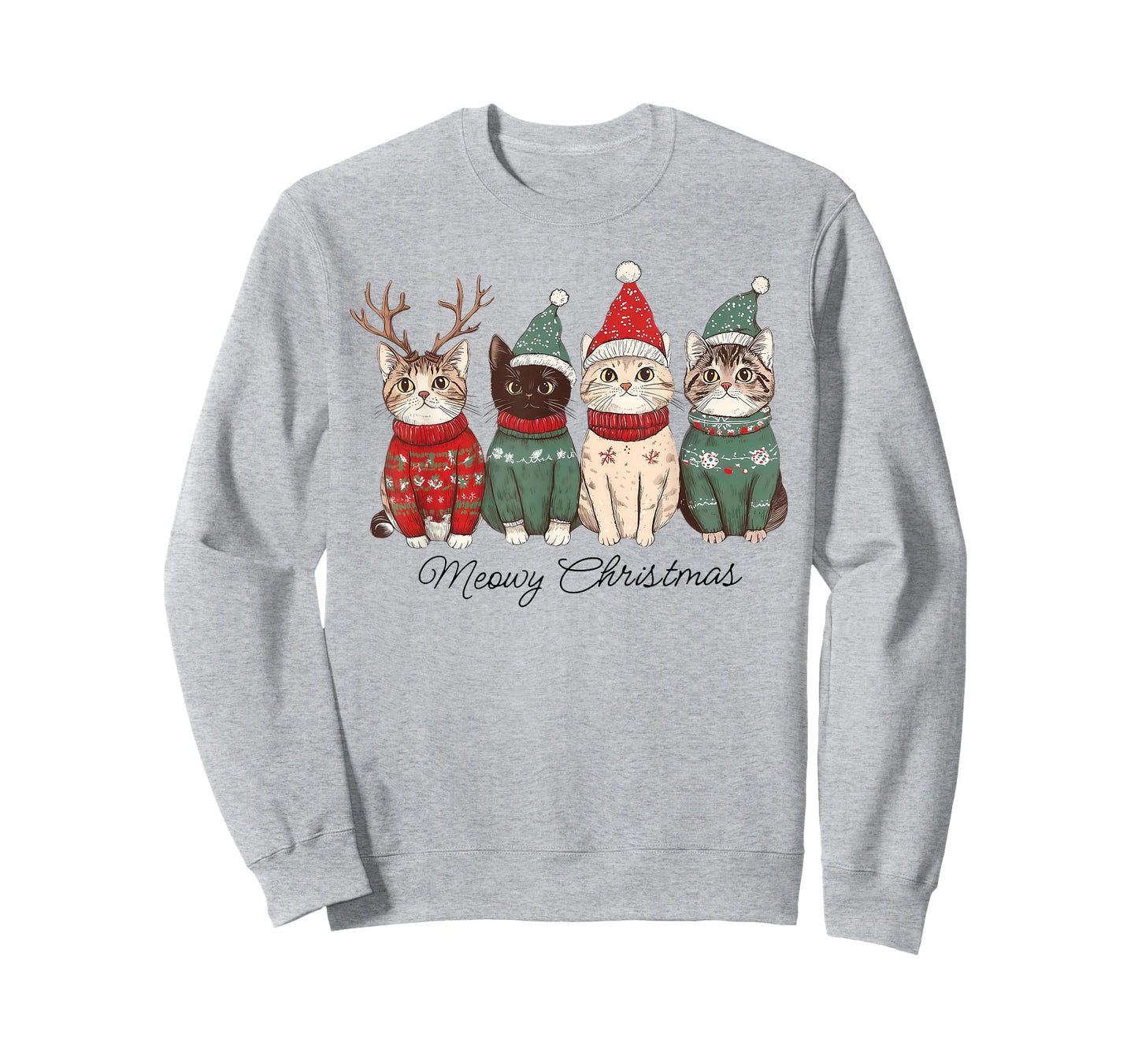 Meowy Catmas Cat Christmas Lights Xmas Pajamas Cat Lover T-Shirt