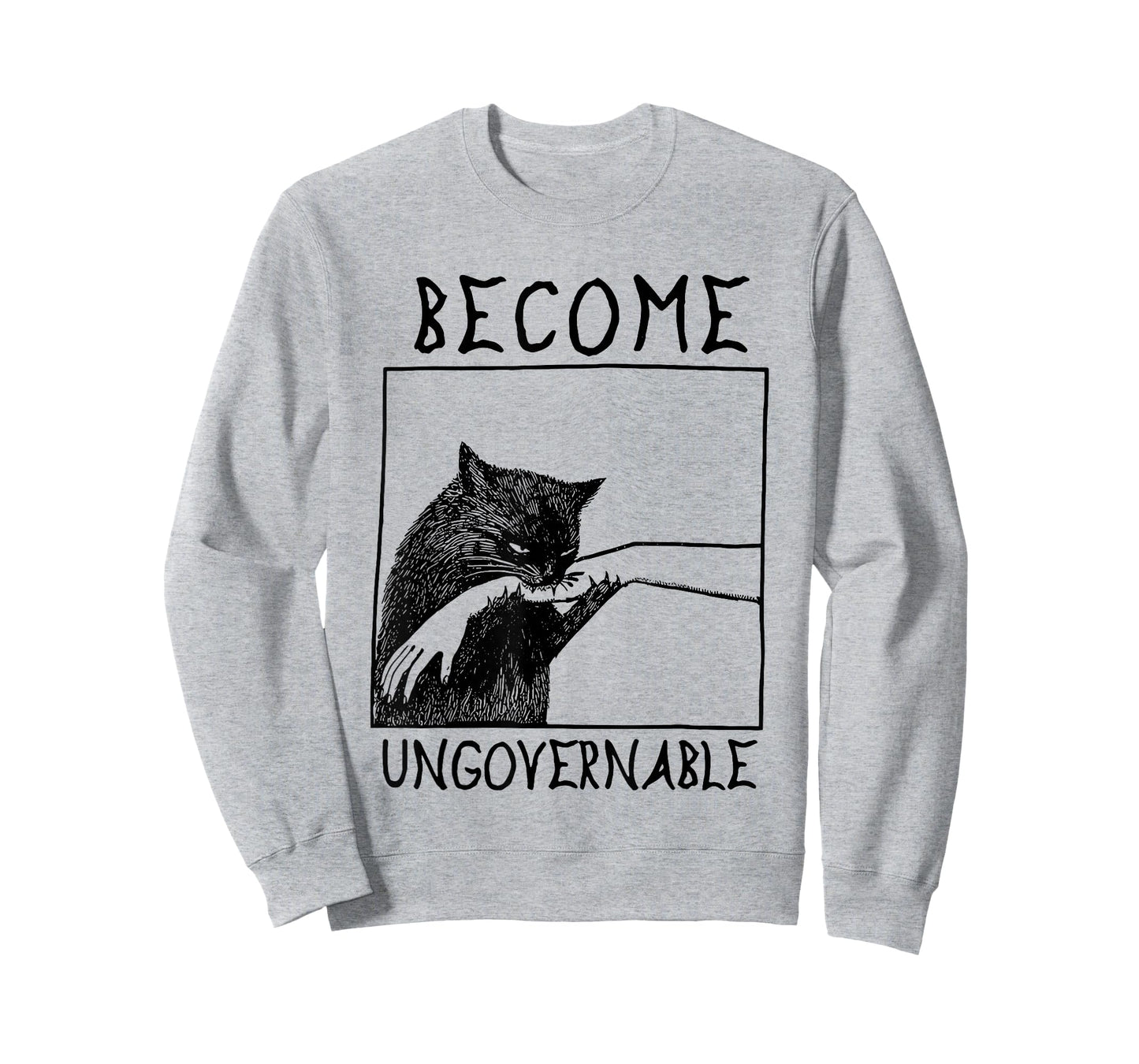 Become Ungovernable - Black Cat Biting Hand Funny Meme T-Shirt