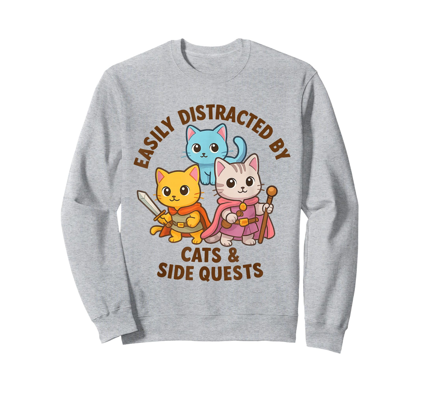 Funny Roleplay Gaming Distracted by Cats and Sidequests RBG T-Shirt