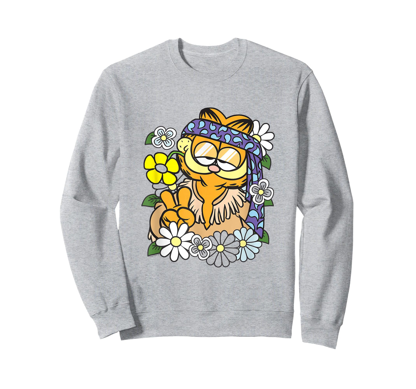 Garfield Hippie with Flowers Retro Cat Cartoon T-Shirt