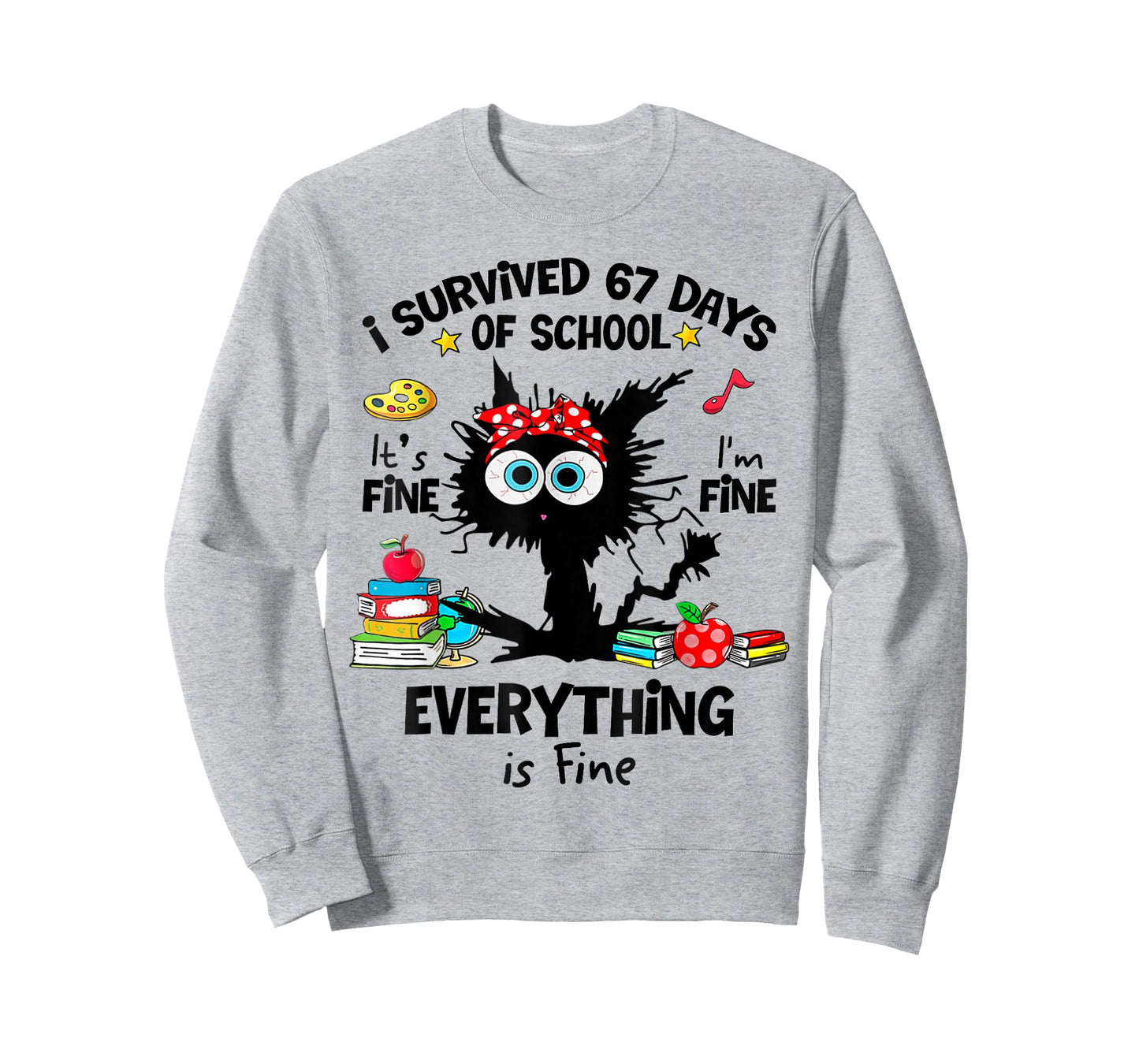 Cat I Survived 67 Days of School Teachers Students Six Seven T-Shirt