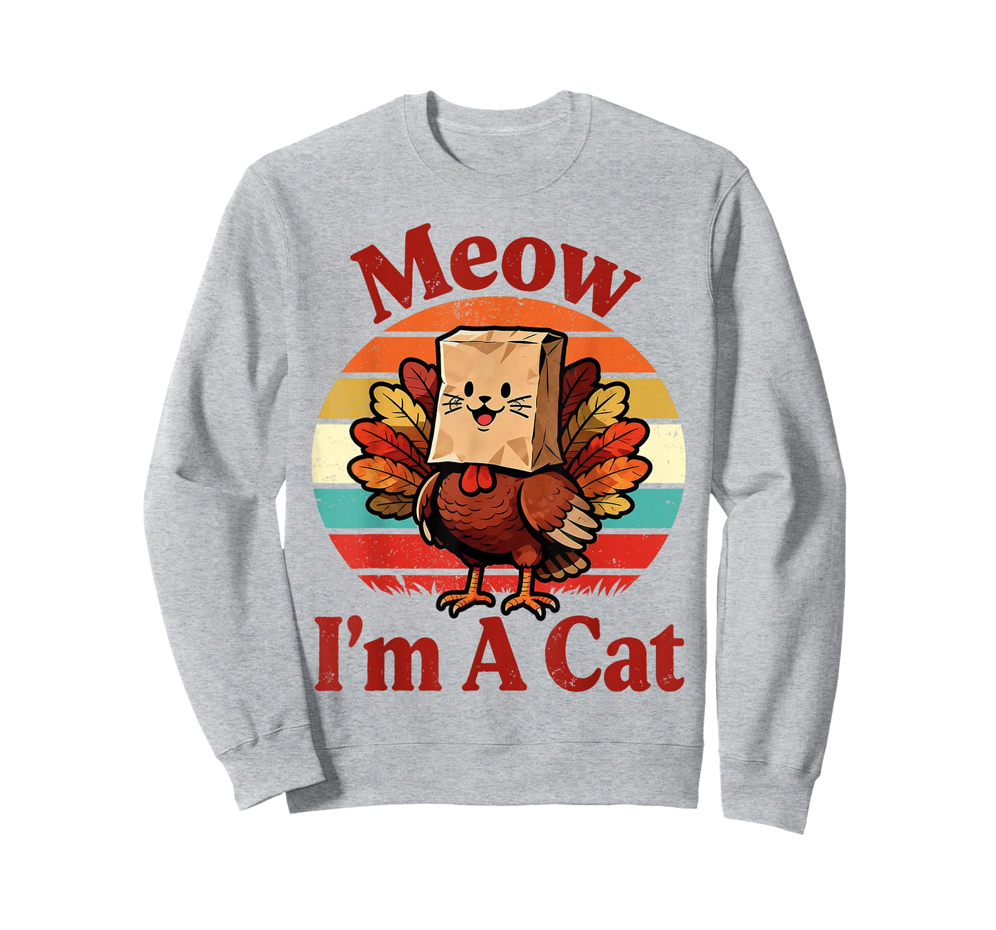 Retro Vintage Meow I'm A Cat Fall Thanksgiving Turkey Funny T-Shirt