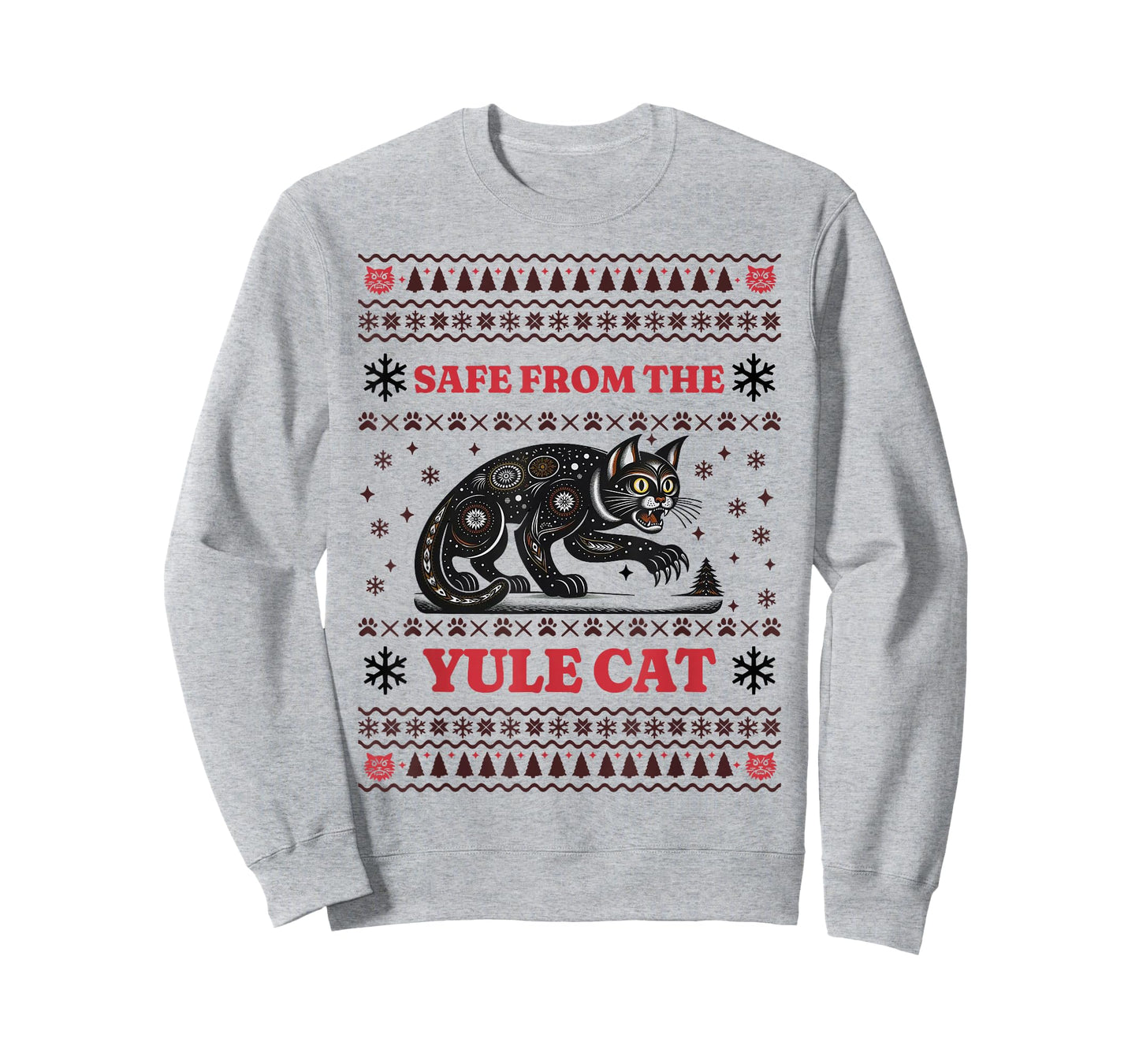 Safe From The Yule Cat Ugly Christmas T-Shirt