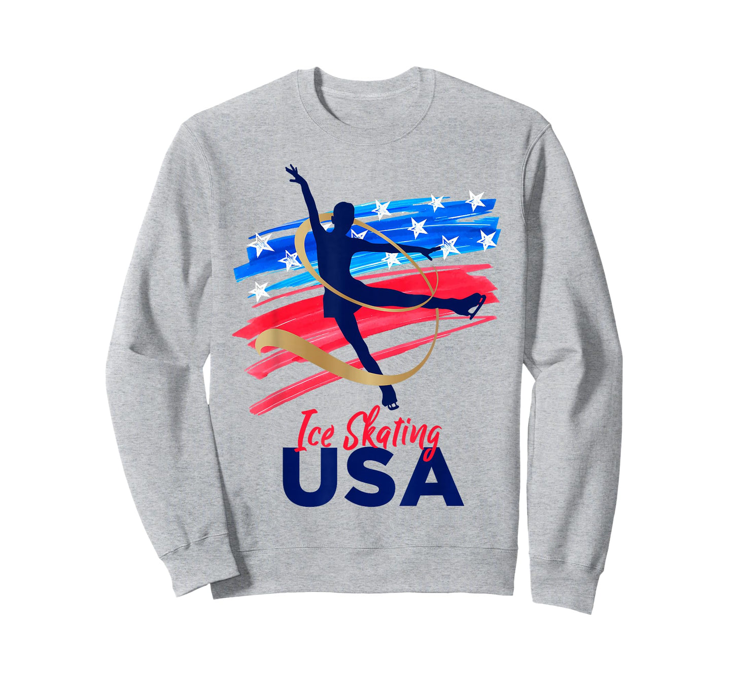 Ice Skating Dance Support The Team Tshirt USA Flag T-Shirt