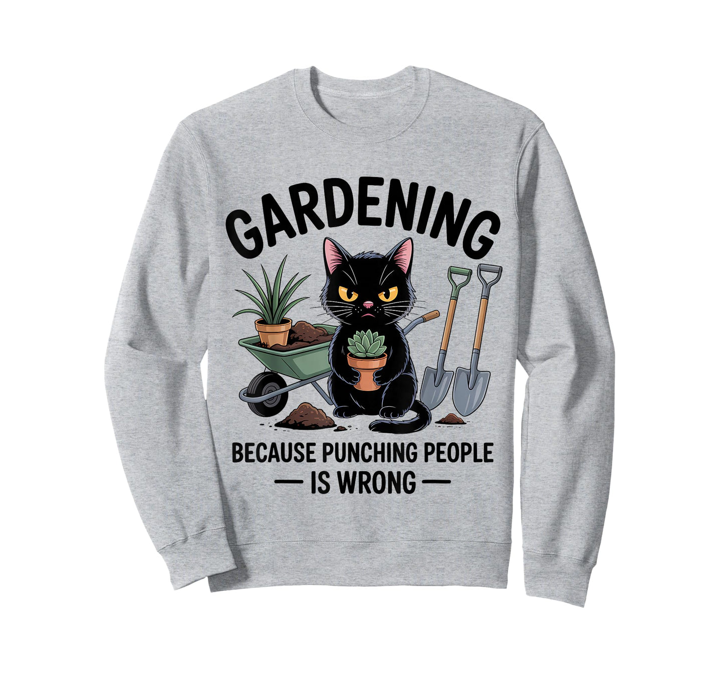 Gardening Because Punching People is Wrong Cat T-Shirt
