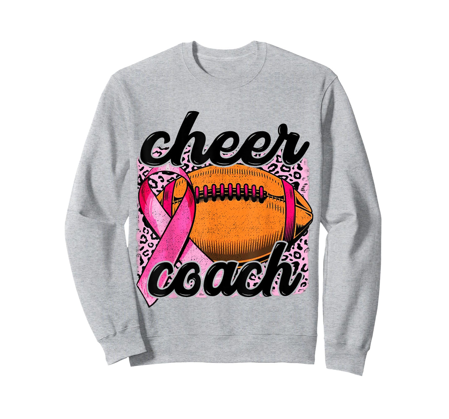 Cheer Coach Breast Cancer Football Pink Ribbon Awareness T-Shirt
