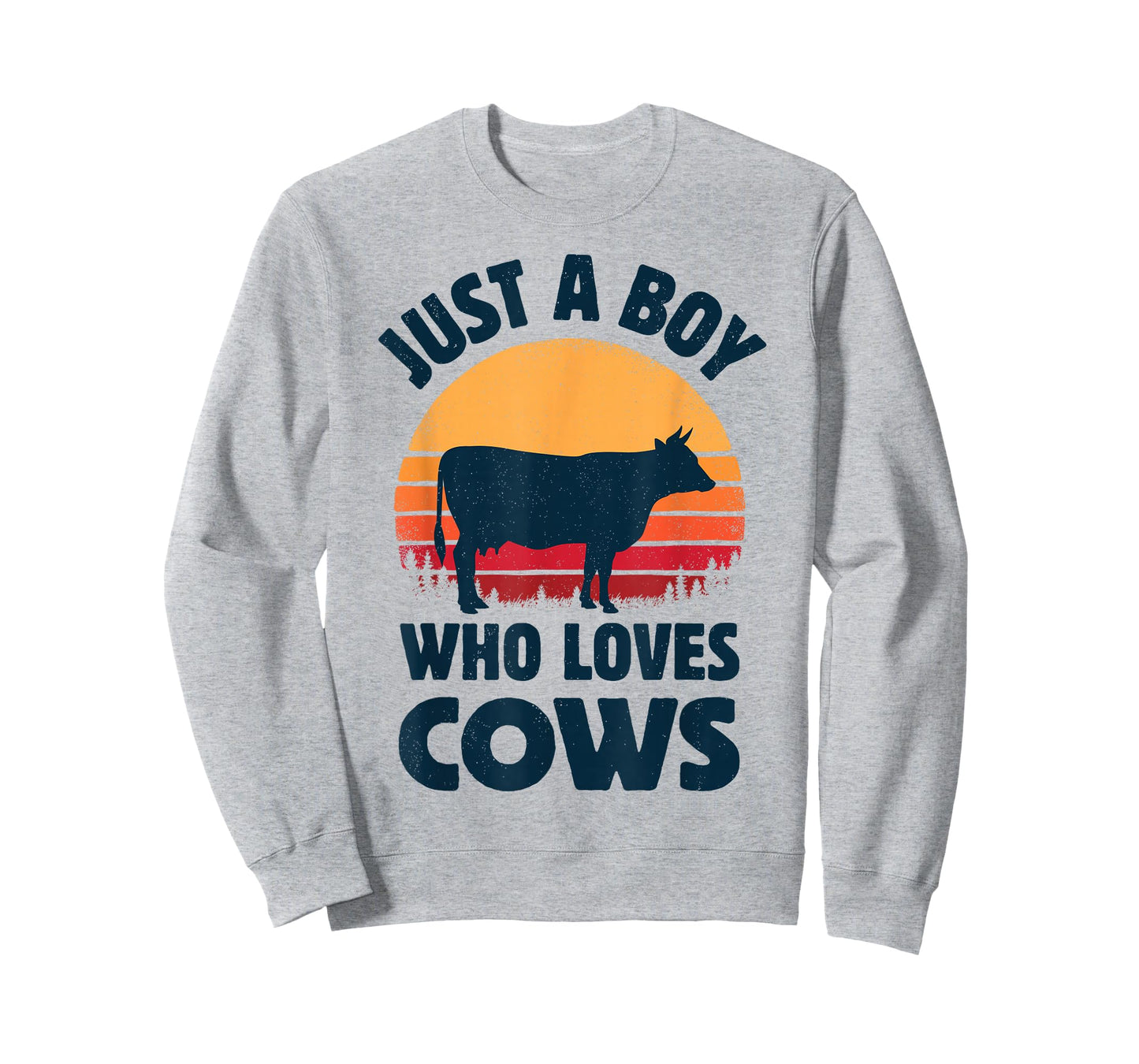 Cow Just A Boy Who Loves Retro Farm Animal Farmer Sunset T-Shirt