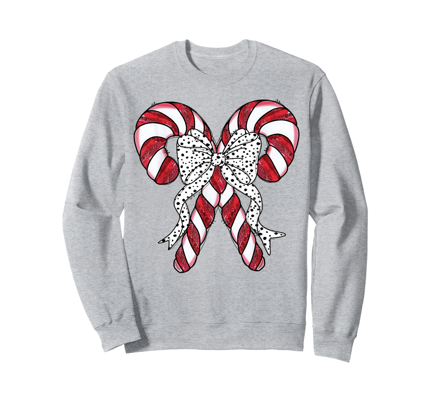 Retro Coquette Bow Candy Cane Christmas Season Women Girl T-Shirt
