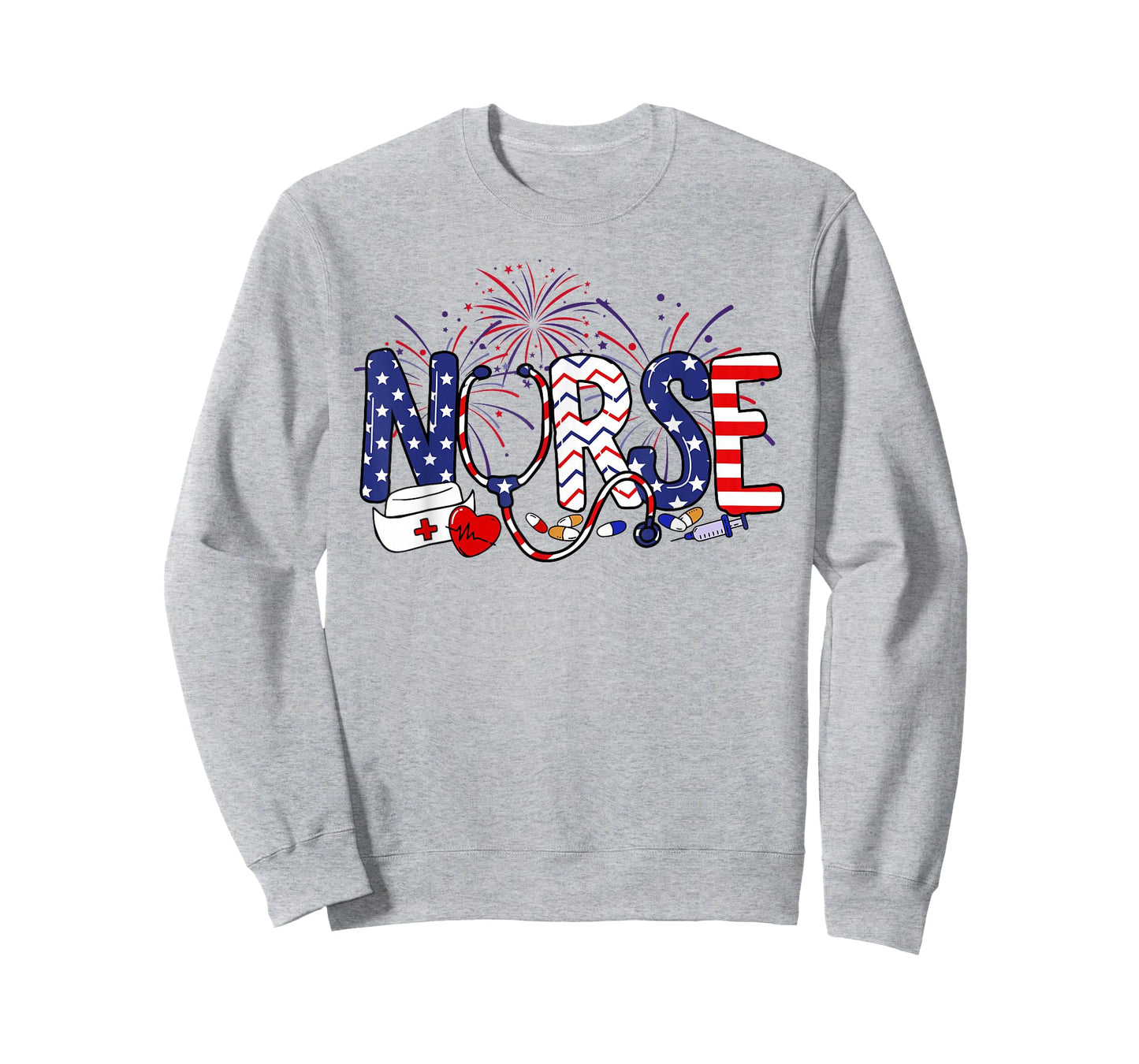 American Nurse 4th of July Nurse Stethoscope Nursing Womens T-Shirt