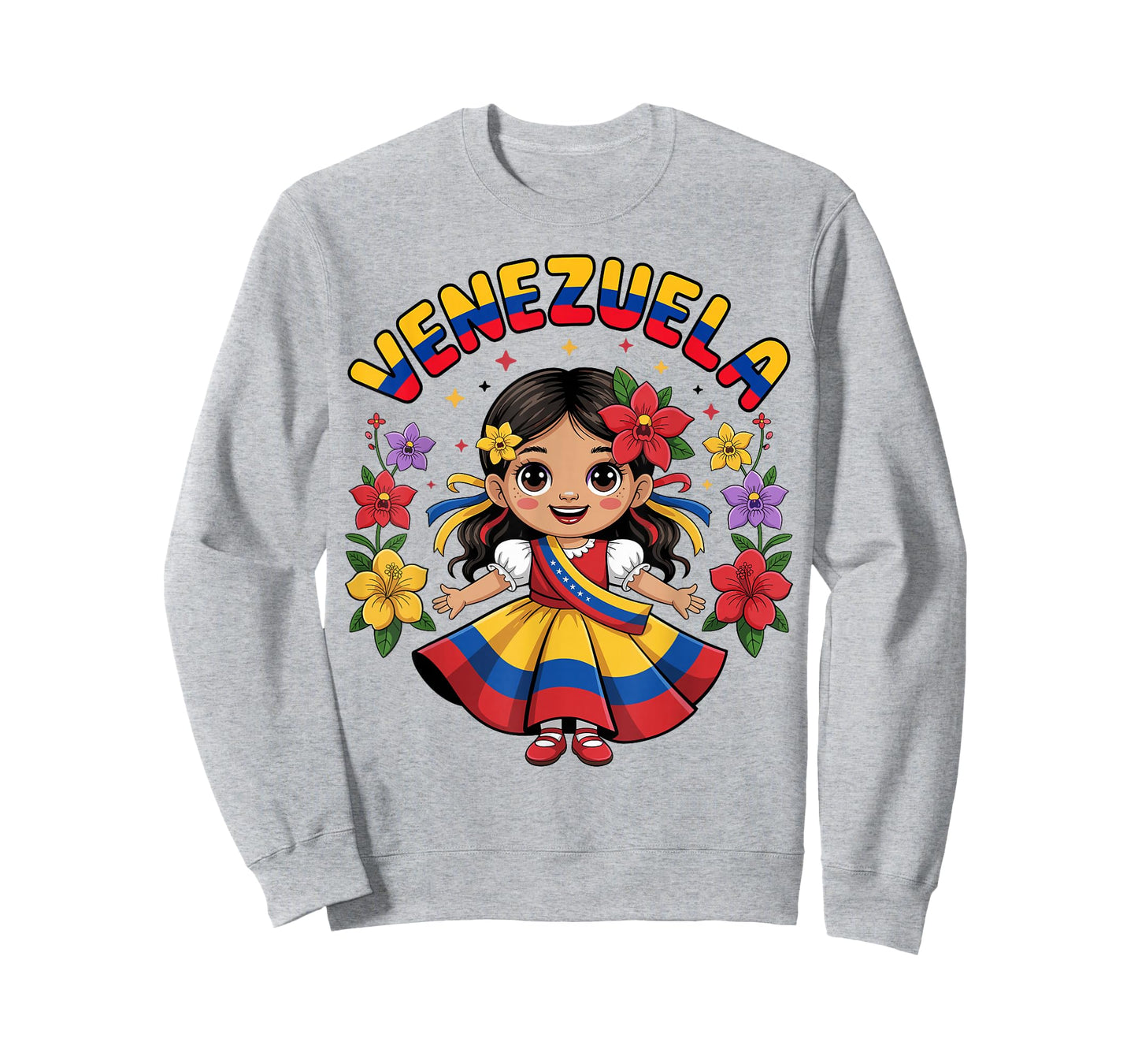 Cute Venezuela Girl Traditional Dress Colorful Art Kids T-Shirt