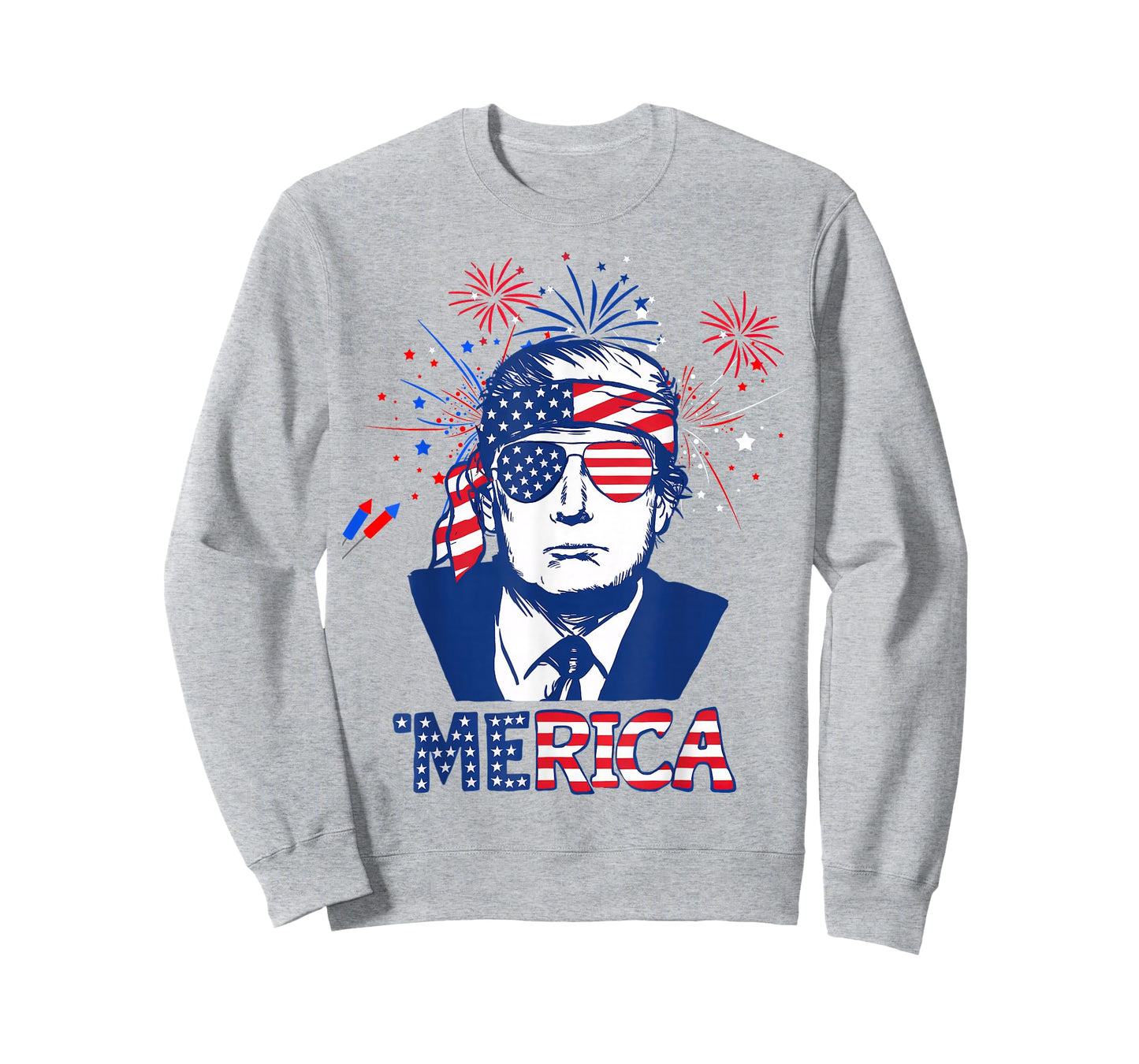'MERICA TRUMP Happy 4th Of July Trump American Flag T-Shirt