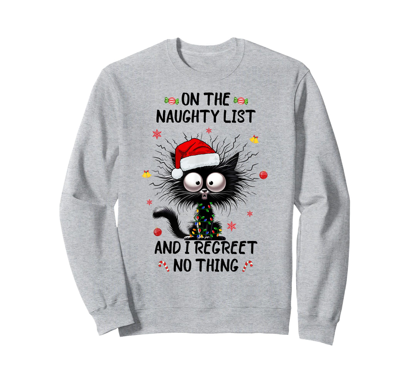 Christmas in July Funny Black Cat Santa on the Naughty Kids T-Shirt