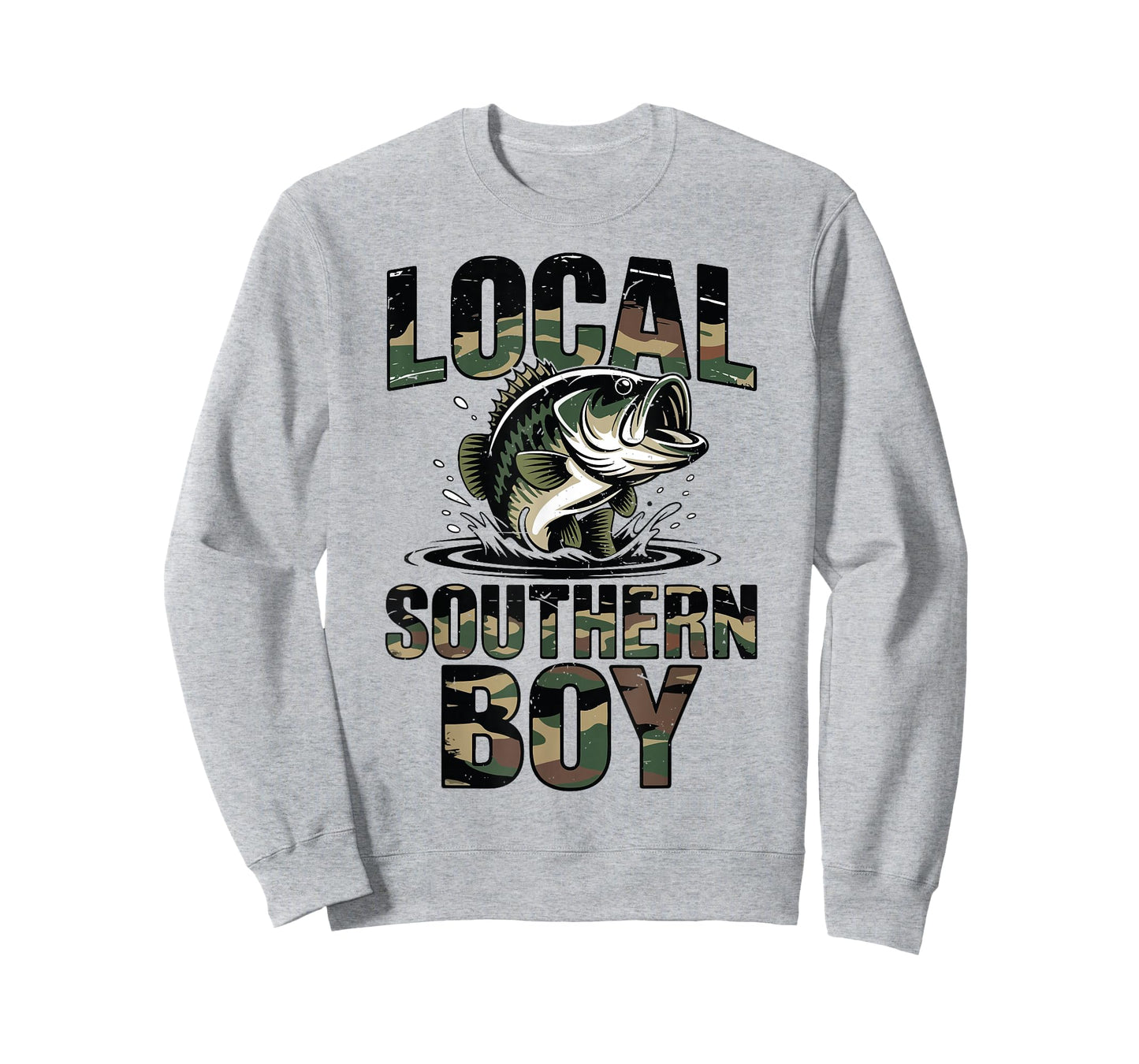 Local Southern Boy Fishing Camo Bass Fish Youth Men Dad Joke T-Shirt