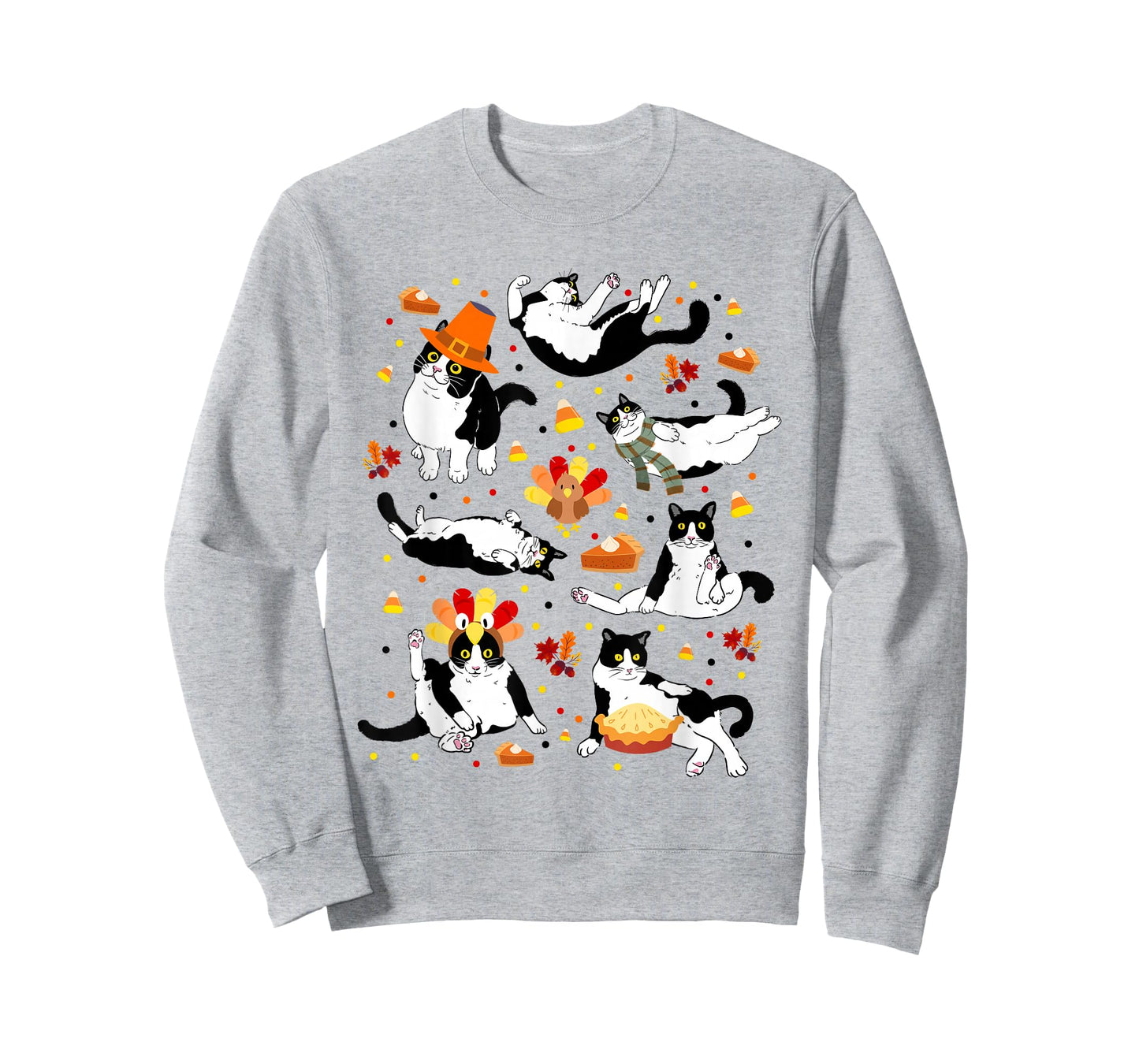 Funny Tuxedo Cat Fall Season Cute Cat Autumn Kids Men Women T-Shirt