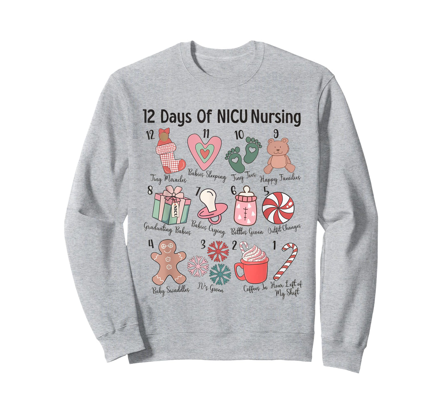 12 Days of NICU Nursing NICU Christmas Neonatal ICU Nurse T-Shirt