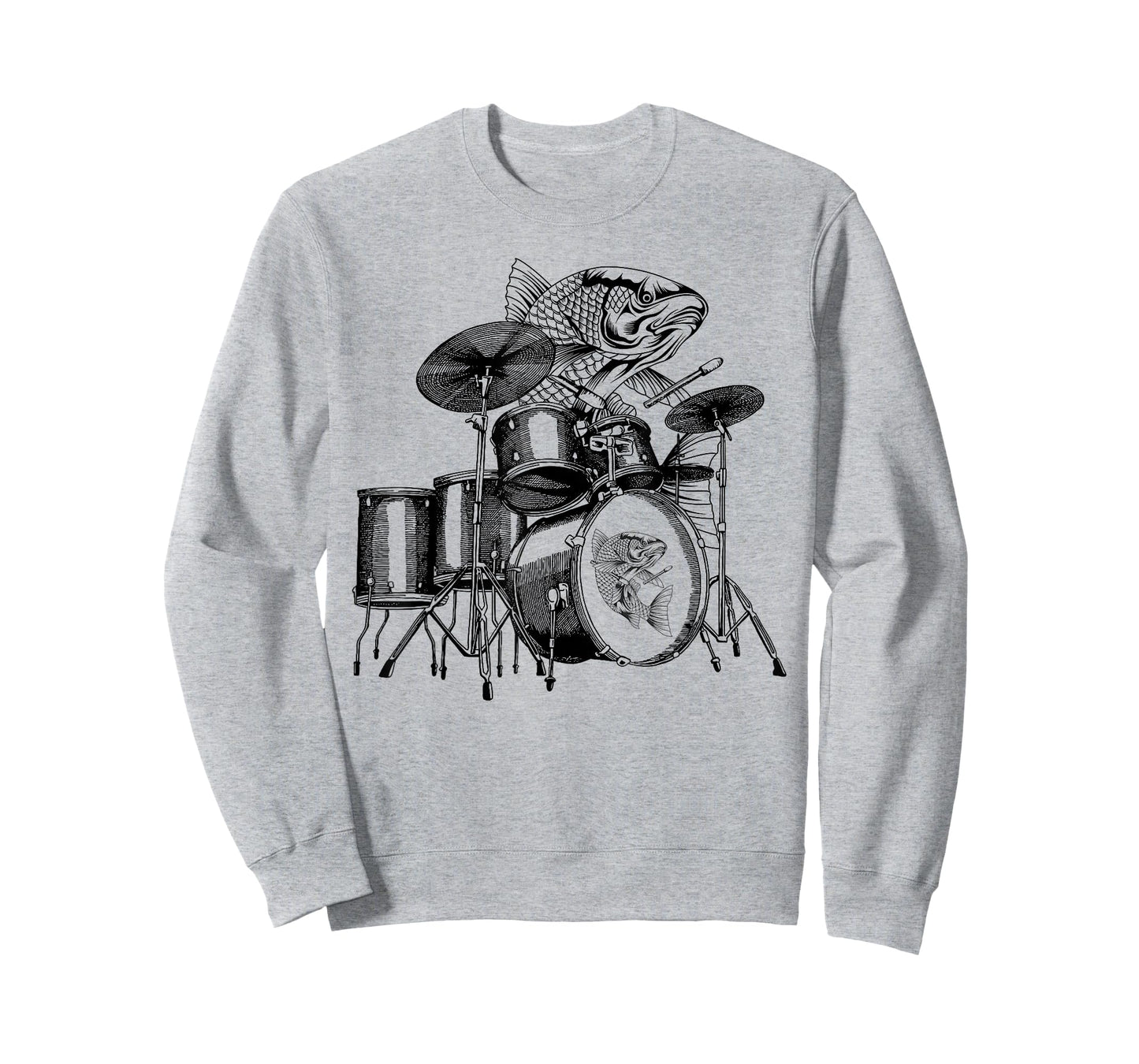 Fish Playing Drums Drummer Drumming Musician Band T-Shirt