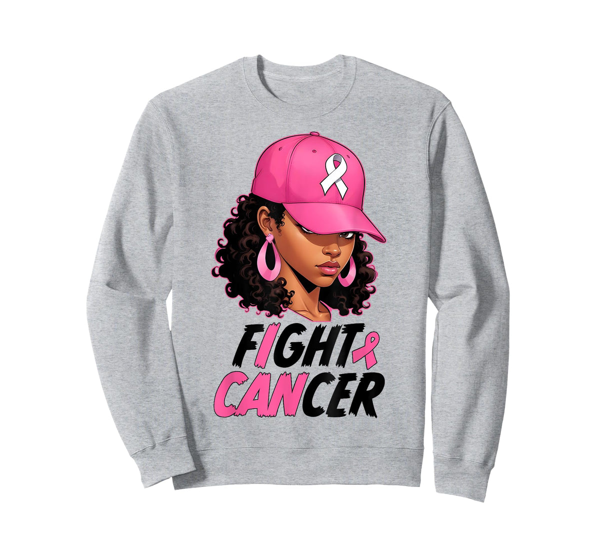 Black Girl Black Woman Breast Cancer Awareness Pink Ribbon T-Shirt