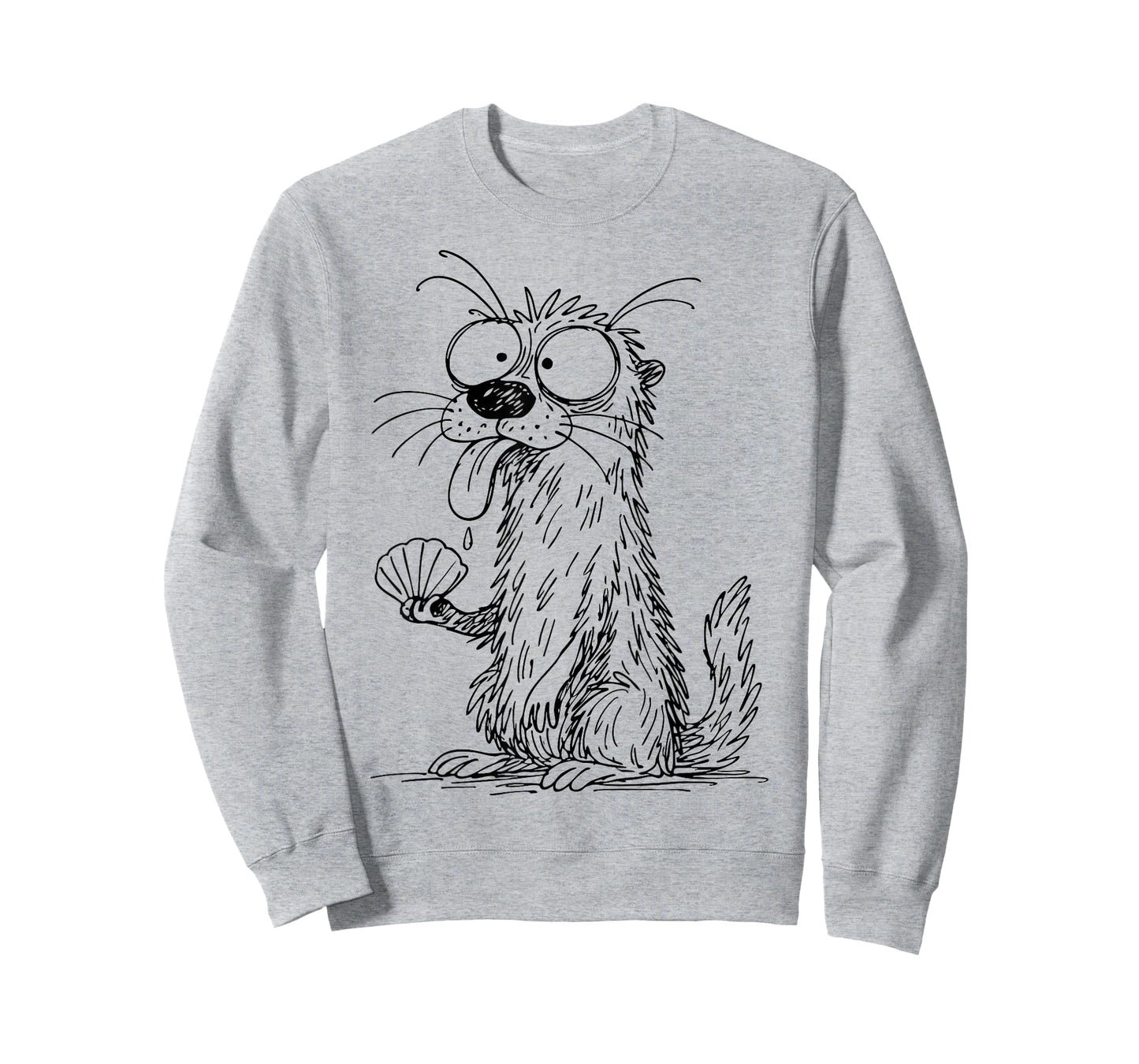 Sea Otter Abstract Art Portrait Drawing Whimsical Funny T-Shirt