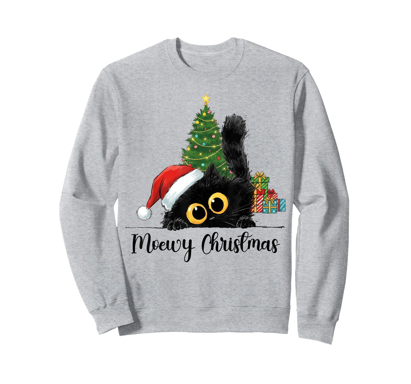 Moewy Christmas Cute Cat Santa Hat Xmas Women Girl T-Shirt