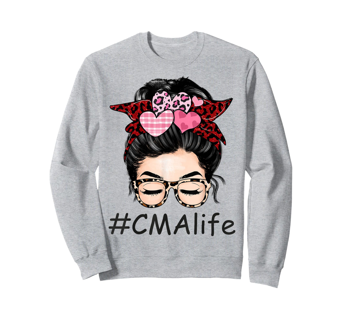 CMA Certified Medical Assistant Valentine Day Cute Messy Bun T-Shirt
