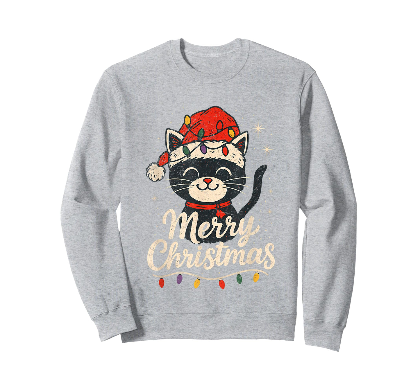 Merry Christmas Santa Retro Cat Lover T-Shirt