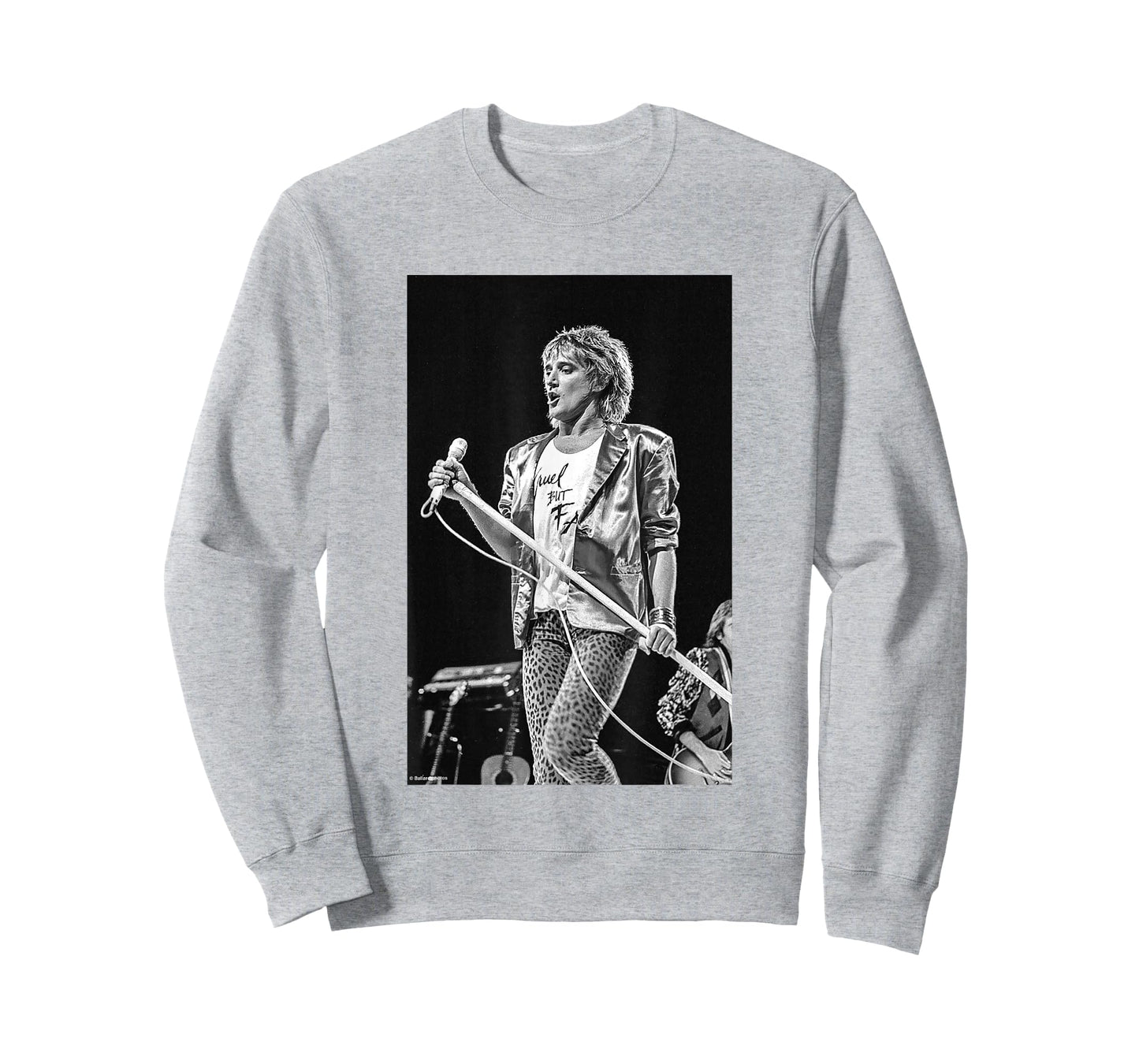 Rod Stewart Live Mic Stand Pose Faces by Allan Ballard T-Shirt