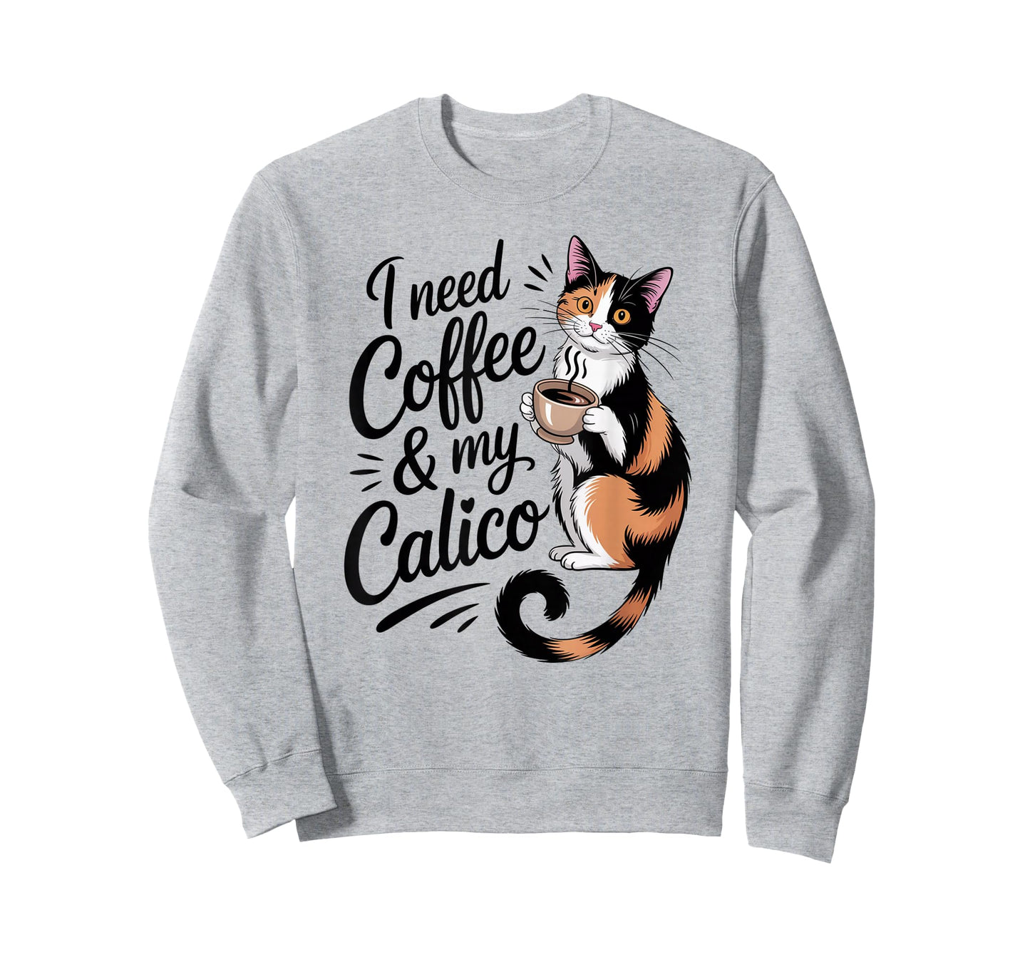 I Need Coffee & My Calico Minimalist Shirt Funny Cat Lover T-Shirt
