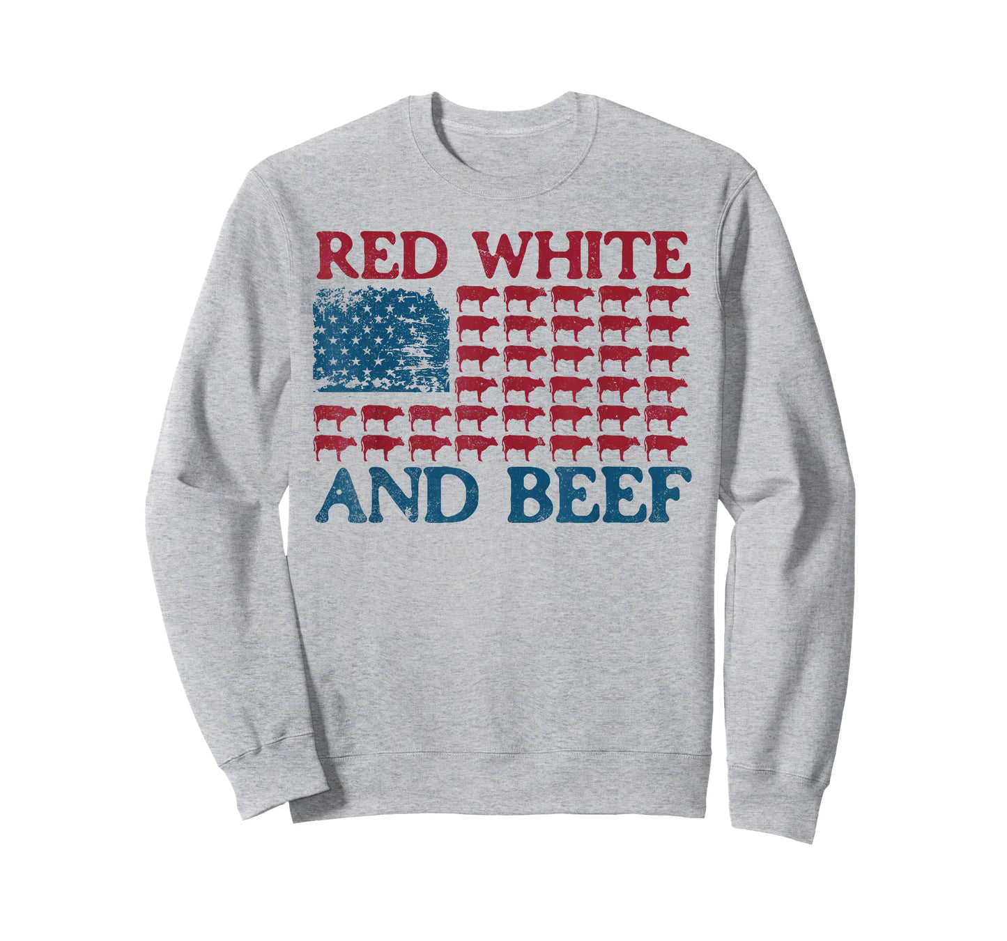 Red White And Beef 4th Of July Cattle American Flag Cow T-Shirt