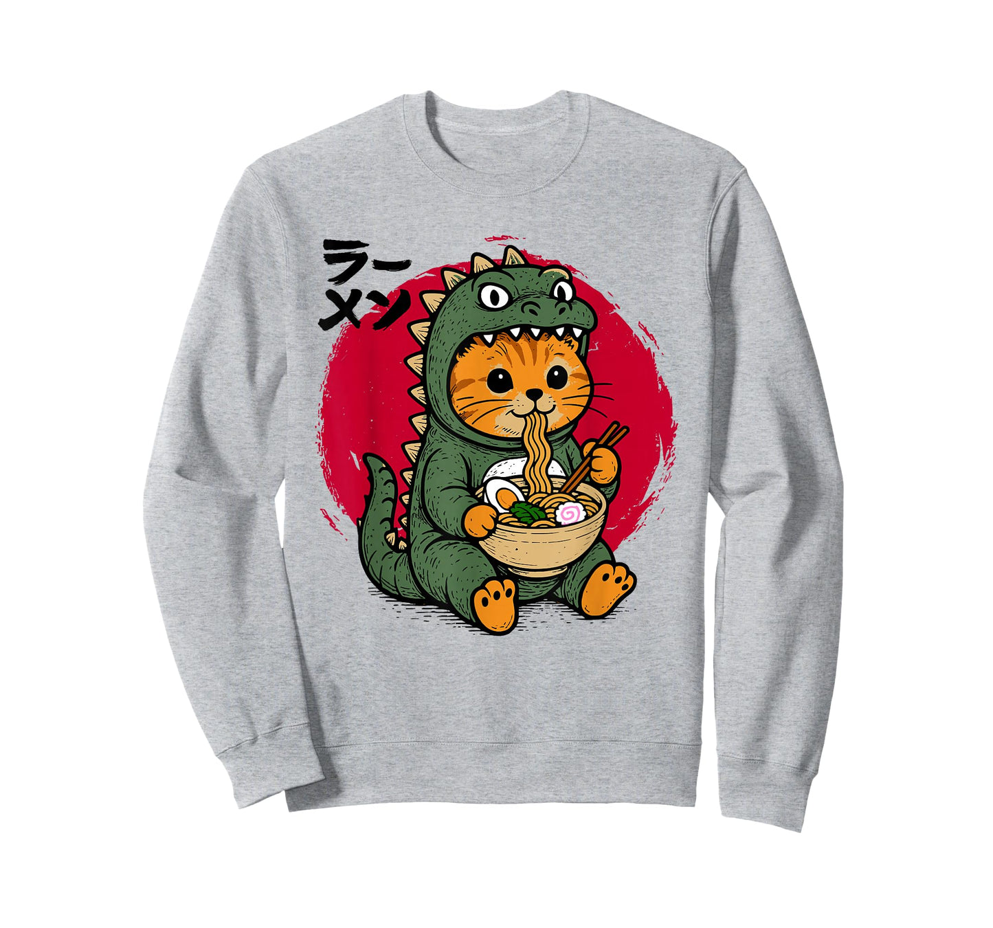 Funny Kaiju Cat Ramen Noodles Kawaii Japanese Anime Graphic T-Shirt