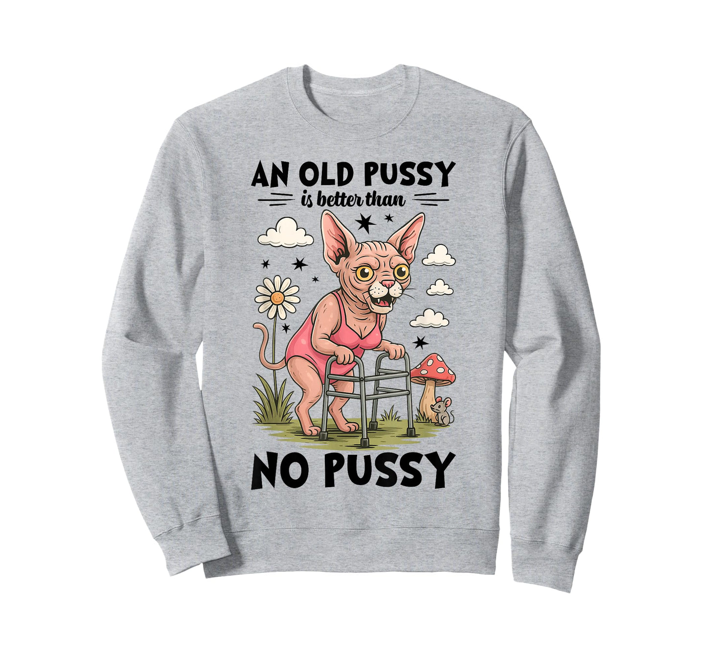 Old Pussy Better Than No Pussy Funny Cat Meme Adult Humor T-Shirt