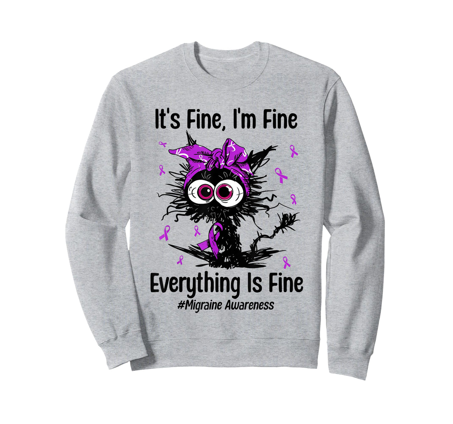 Motivational Migraine Awareness Cat Funny Chronic Headache T-Shirt