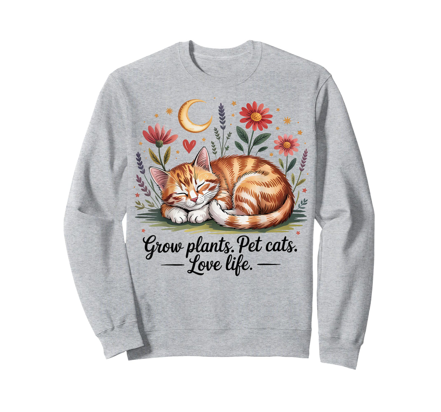 Grow Plants Pet Cats Love Life Cute Gardening Cat Lover T-Shirt